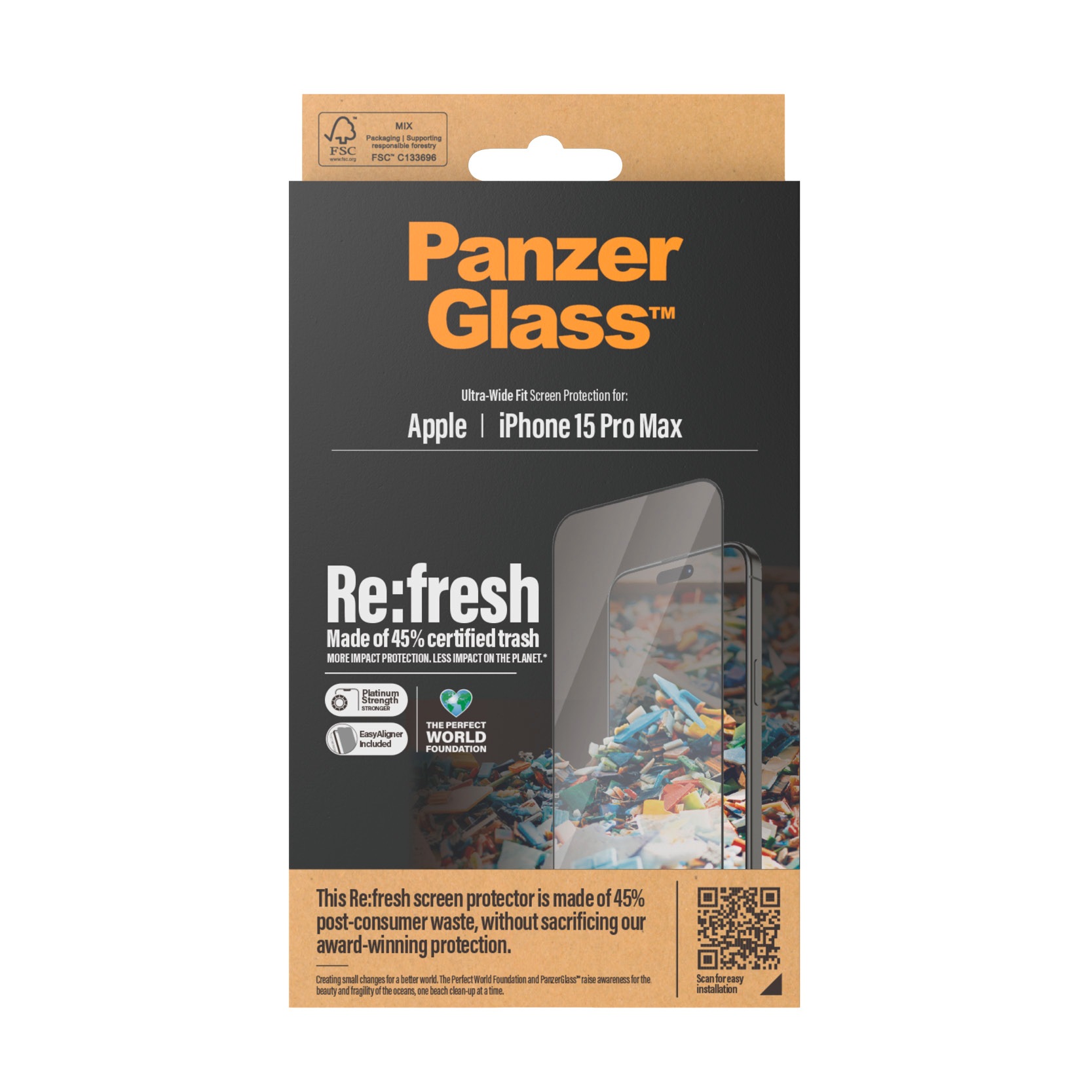 PanzerGlass Displayschutzglas »Screen Protector Glass«, für iPhone 15 Pro Max, Ultra Wide Fit