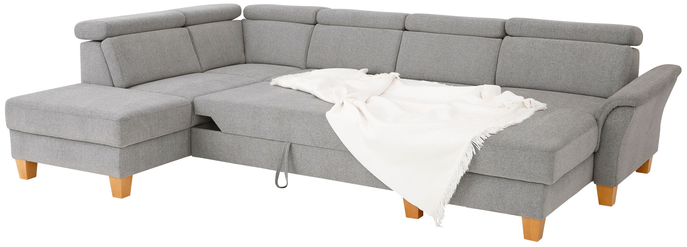 Home affaire Wohnlandschaft »Conville U-Form«, Kopfteilverstellung wahlweise mit Bettfunktion und Bettkasten