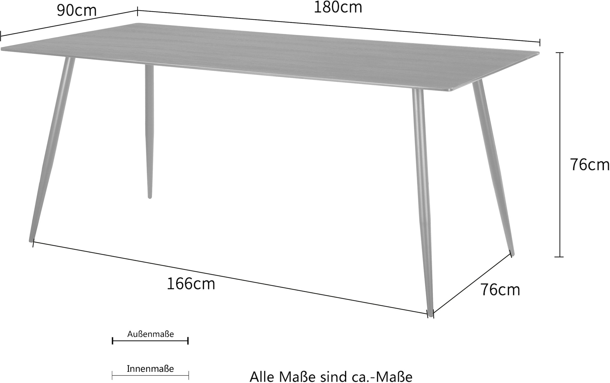 Home affaire Esstisch »Turah, TOPSELLER!«, (Tisch, Esstisch), mit Glasplatte in Holzoptik, zeitloses Design, pflegeleicht