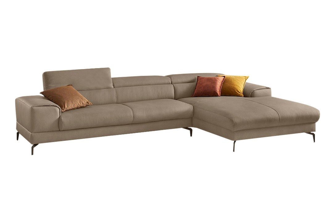 W.SCHILLIG Ecksofa »piedroo, Designsofa mit tollem Sitzkomfort, bequem und elegant, L-Form«, Kopfteilverstellung, wahlweise mit Sitztiefenverstellung, Breite 343cm