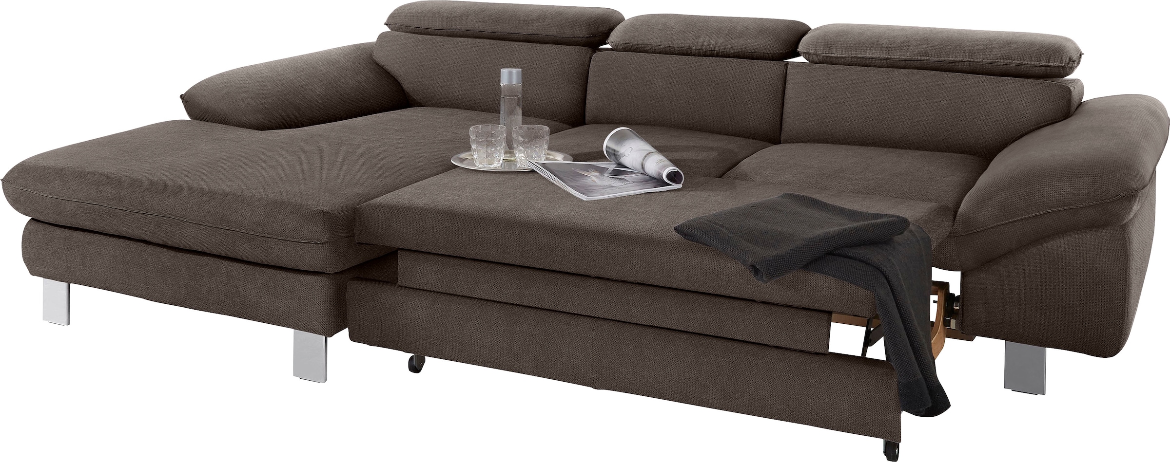 COTTA Polstergarnitur »Driver L-Form«, (Set, 2 tlg.), Set bestehend aus: Ecksofa mit Kopfteilverstellung & Hocker