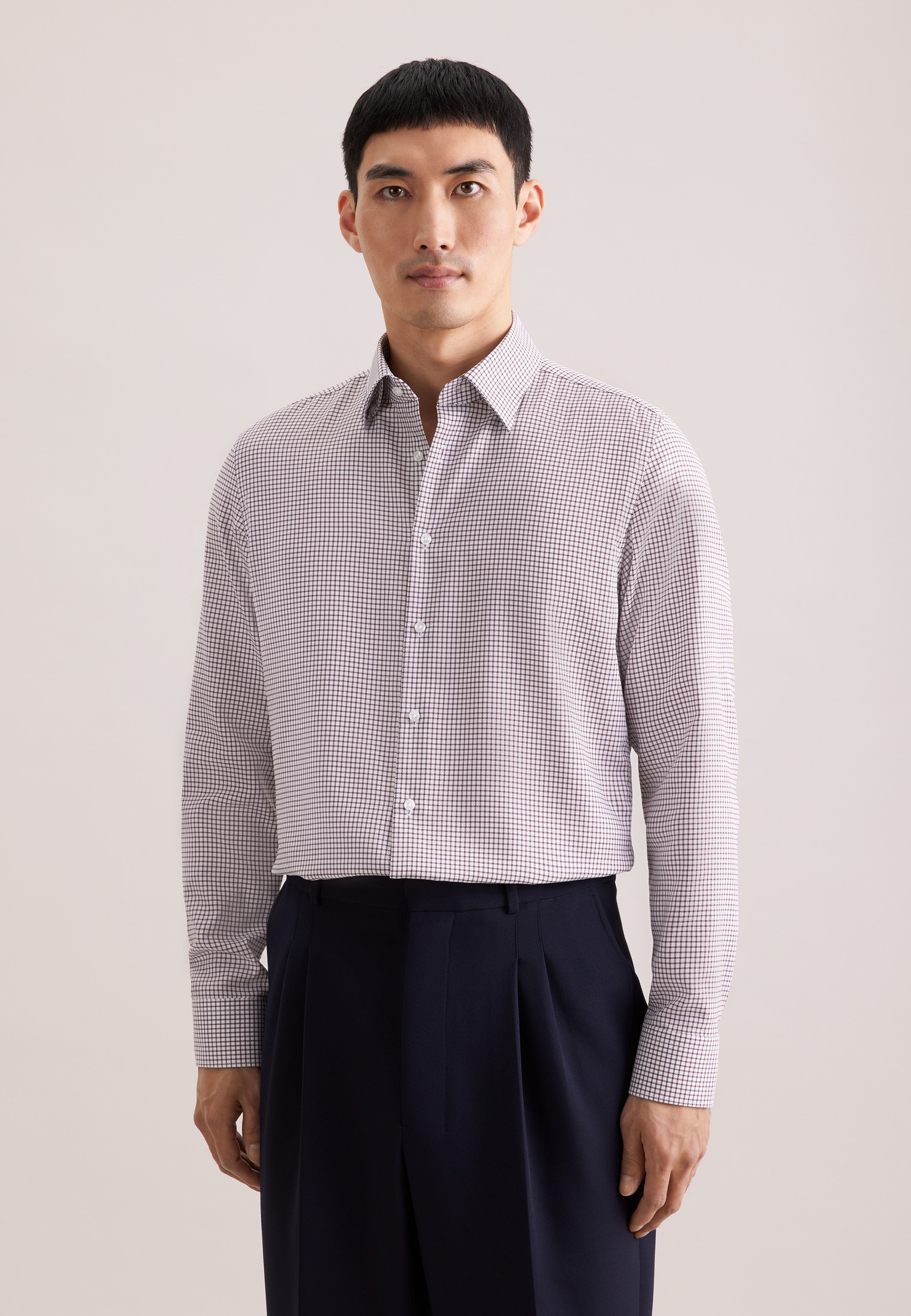 seidensticker Businesshemd »Schwarze Rose« Slim 1/1 Covered-Button-Down-Kragen Karo