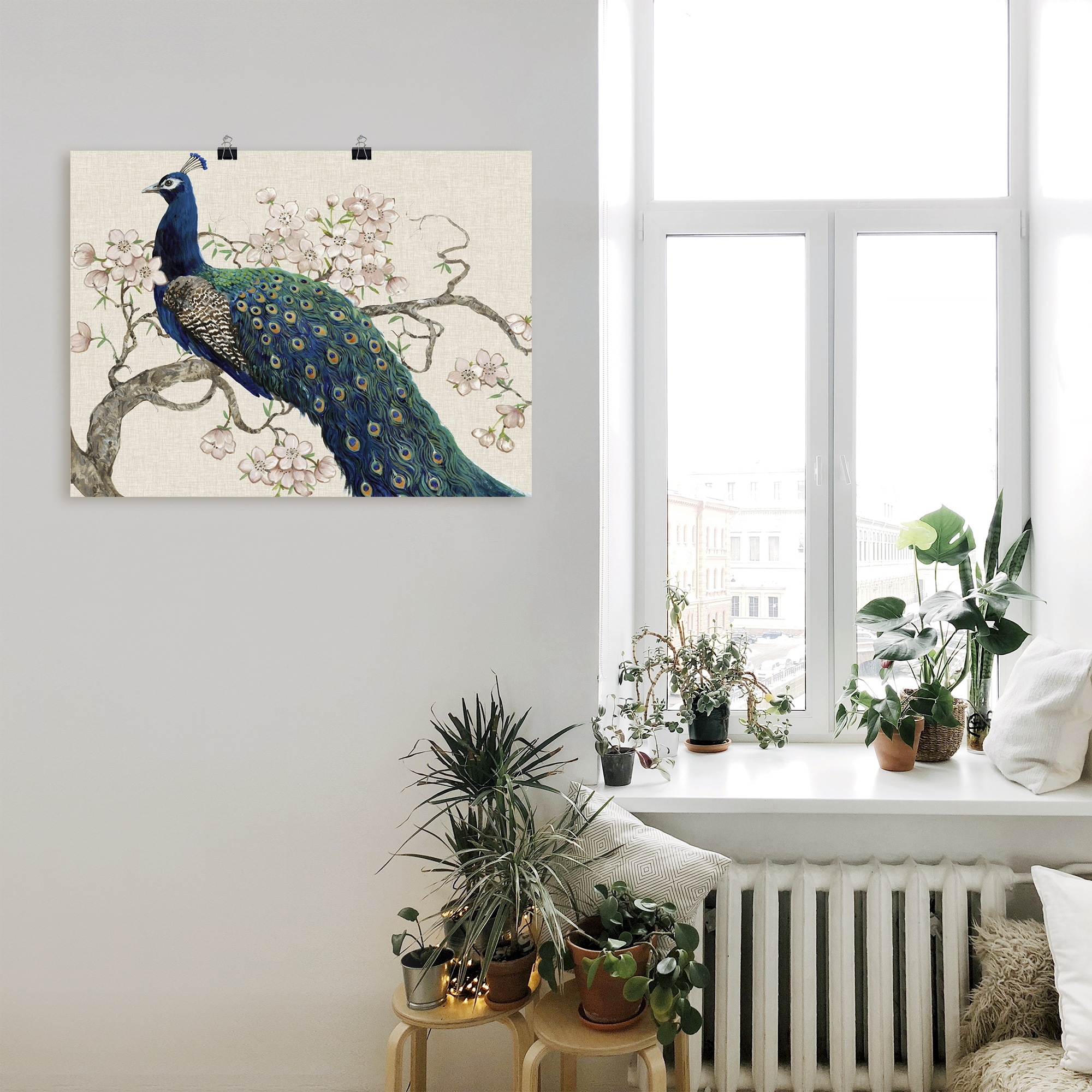 Artland Wandbild »Pfau & Blüten II« Vögel 1 Stk. tlg. als Leinwandbild, Poster in verschied. Größen