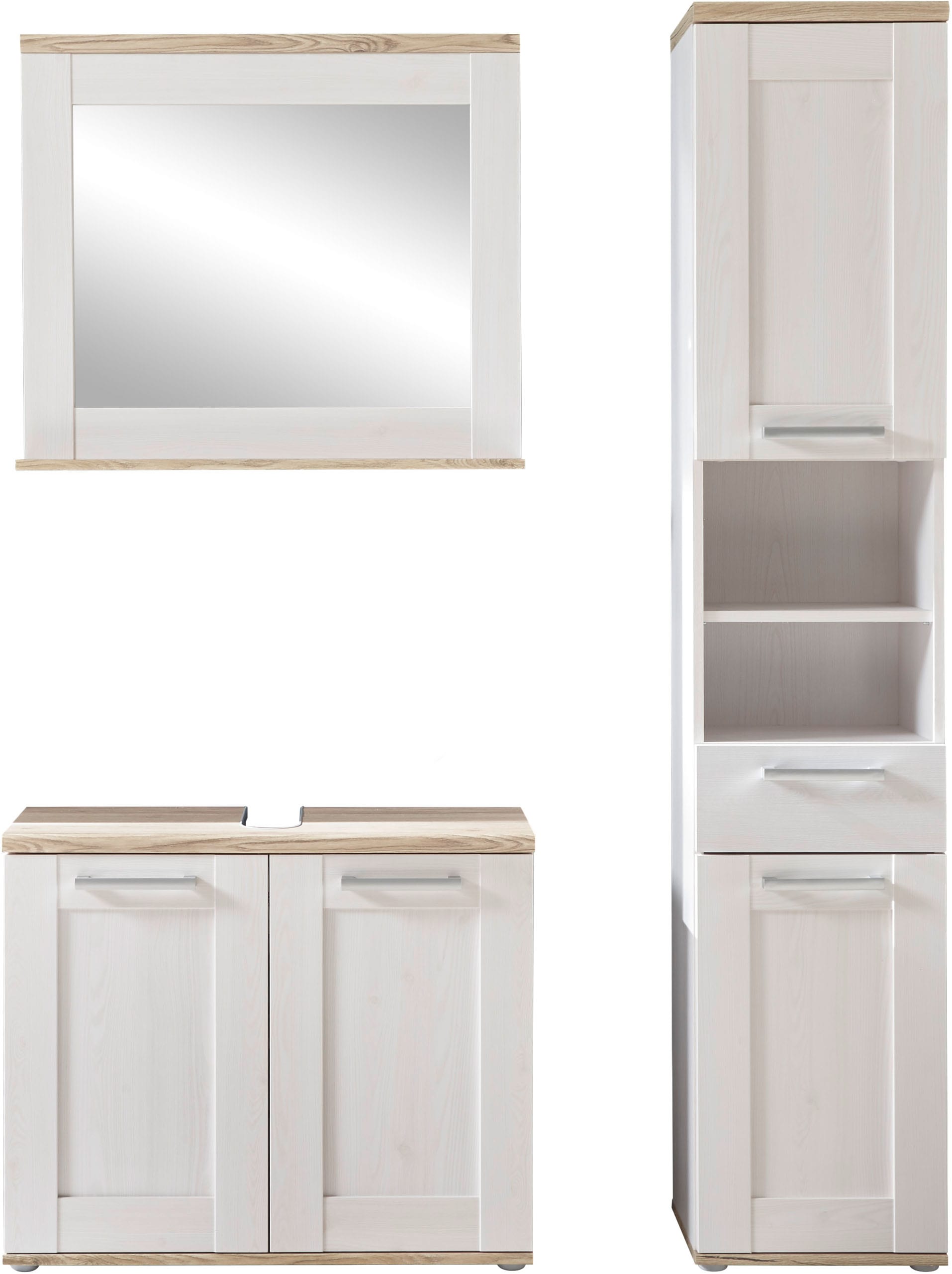 BASIC by Balculina Waschbeckenunterschrank »Romance Waschbeckenunterschrank, Badezimmerschrank 80x66x32«, (1 St.), Breite 80 cm, Tür L/R montierbar