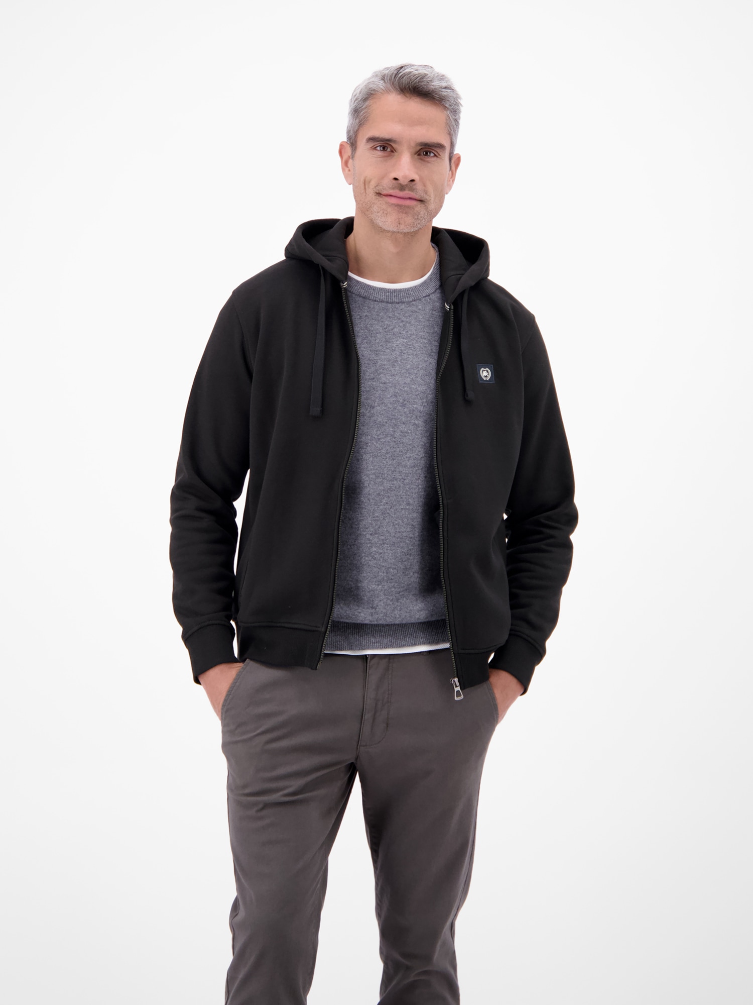 LERROS Sweatjacke »Hoodie Sweat-Jacke« Kapuzensweatjacke mit Tunnelzug und seitlichen Reißverschlusstaschen