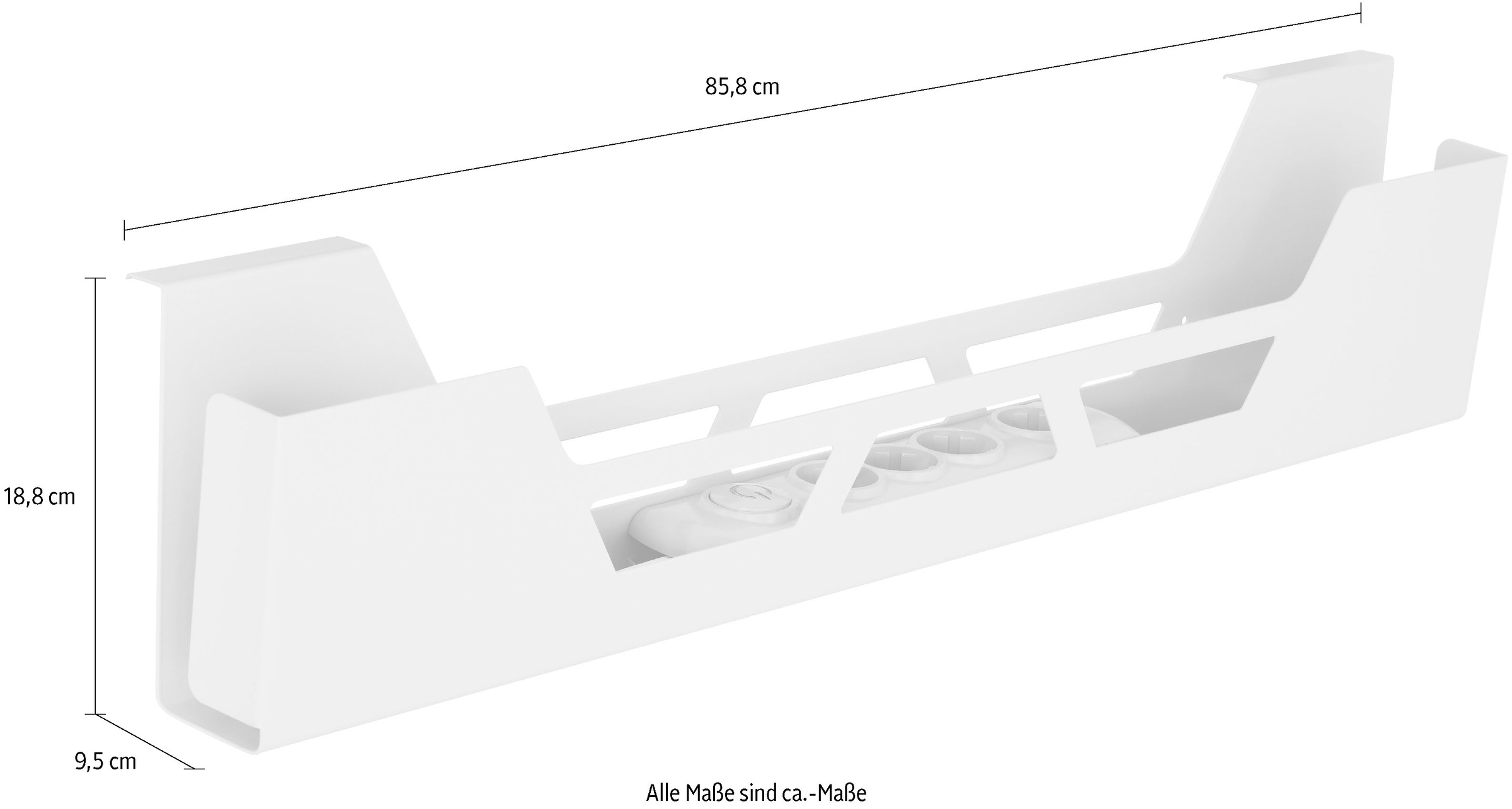 PAIDI Schreibtischaufsatz »Kabelkanal für Schreibtische« B/H/T ca. 86x19x10cm, Silberfarbig,  Kabelmanagement, zum Einhängen