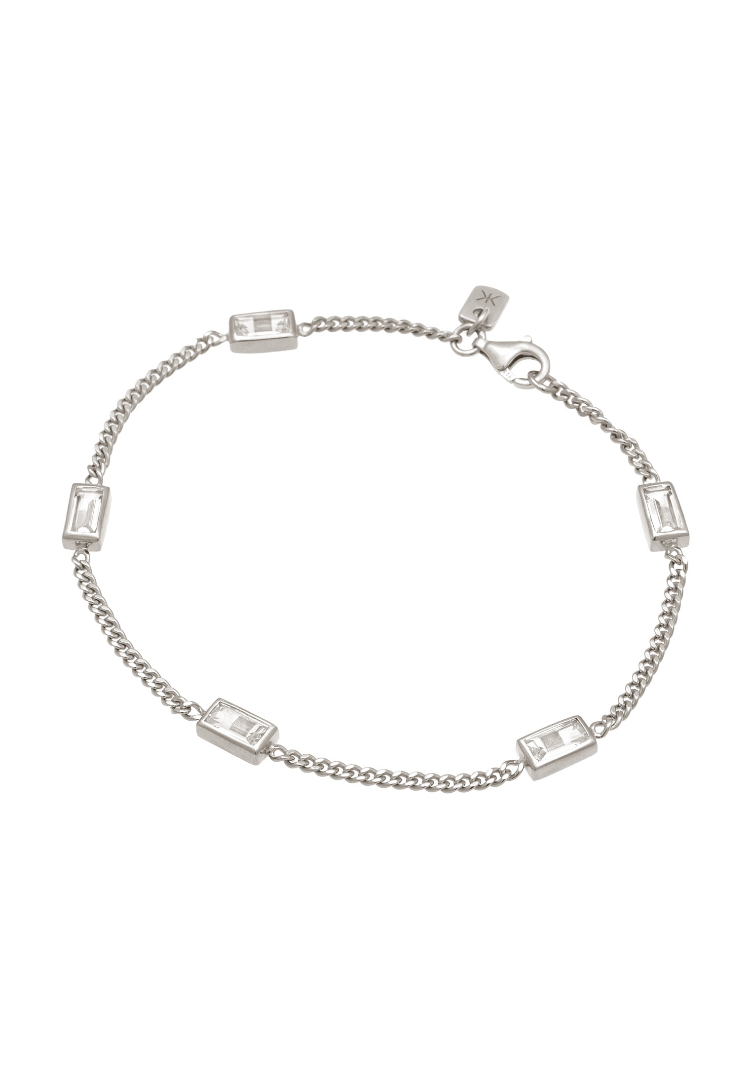 Kuzzoi Armkette »Armband Rechteck Topas Weiß 925 Sterling Silber«