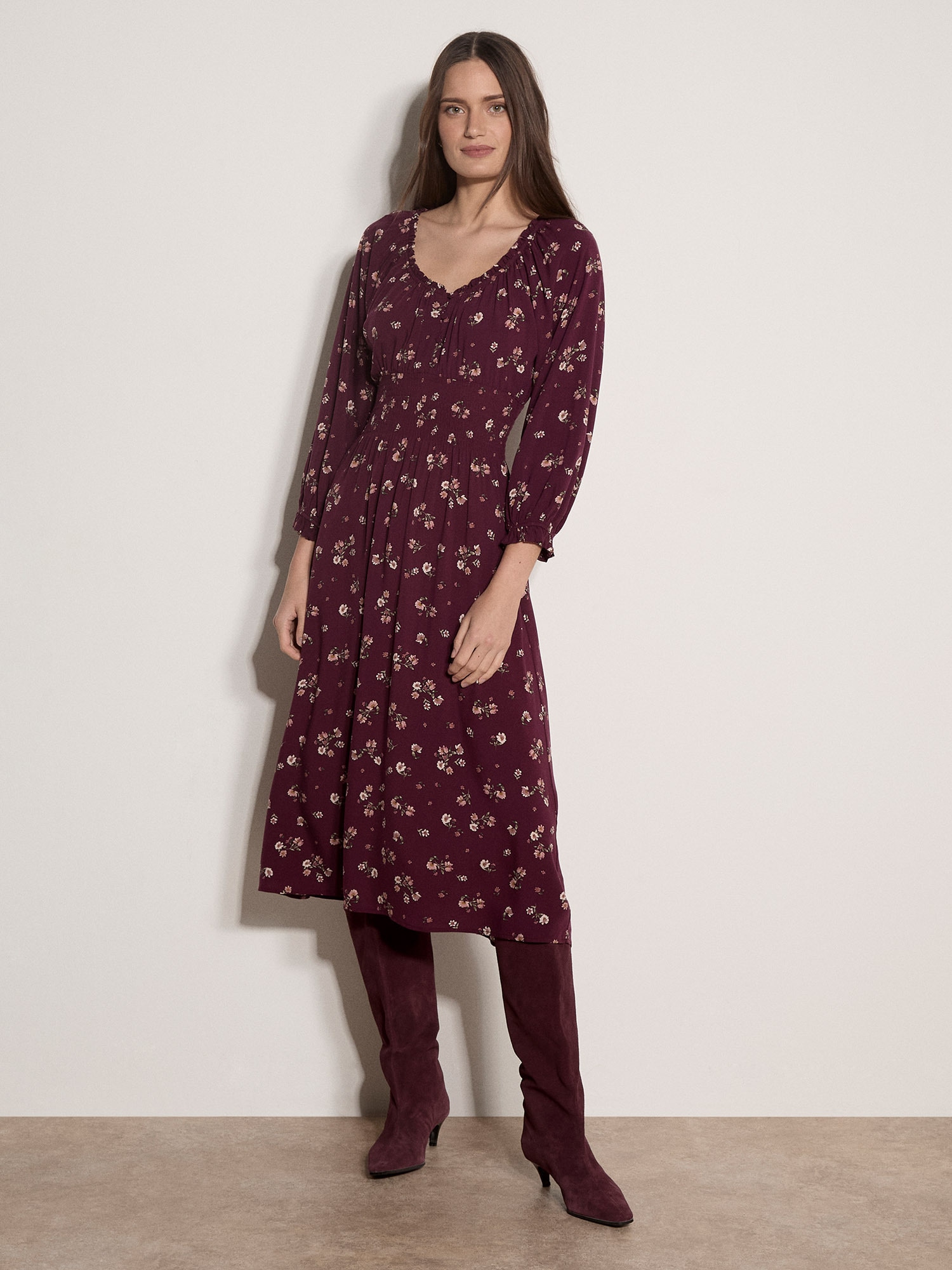 Apricot Midikleid »Blumenkleid« mit Rüschen