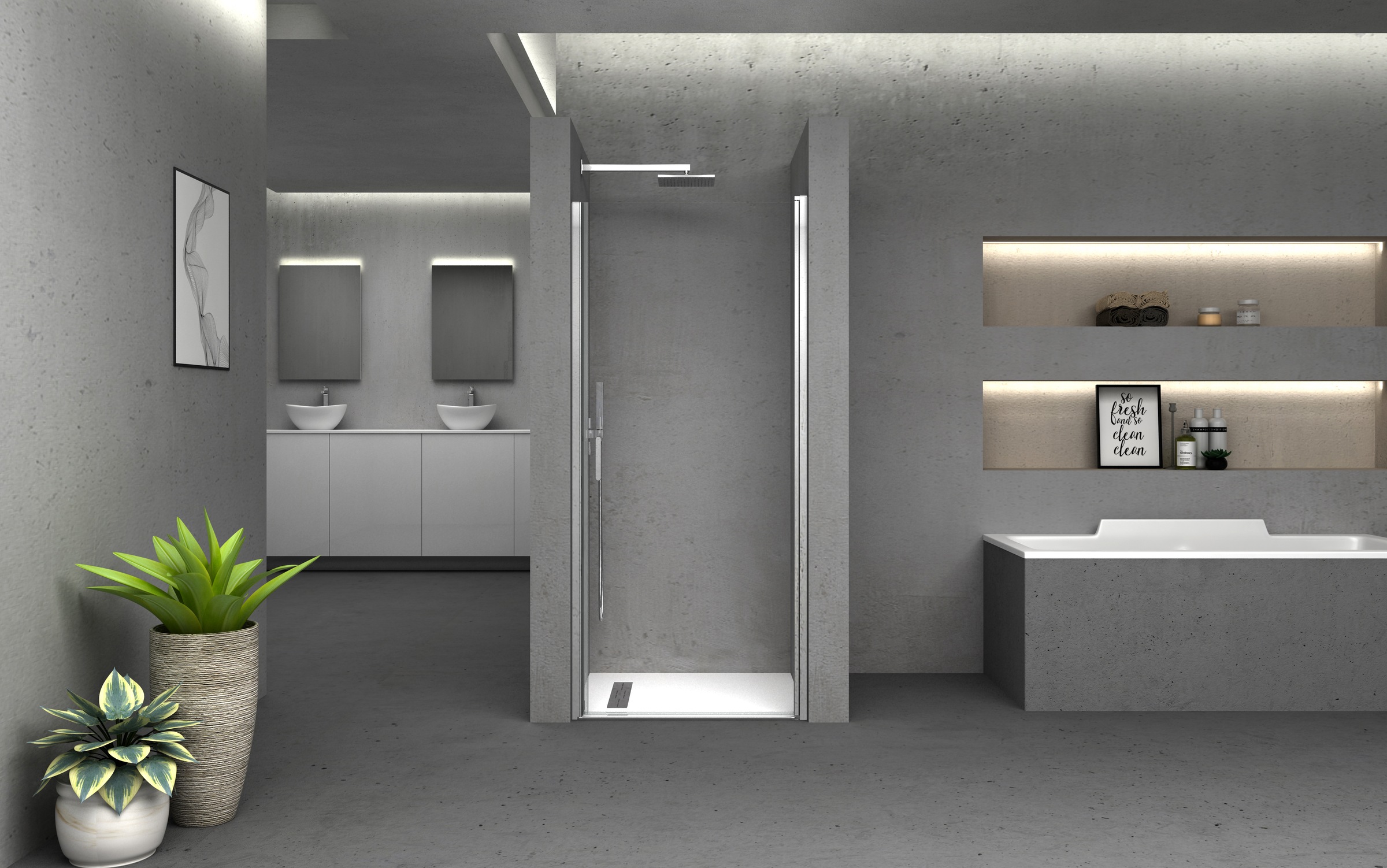 Marwell Dusch-Drehtür »BRIGHT 90« seitenverkehrt aufbaubar, für Eck- und Niescheneinbau