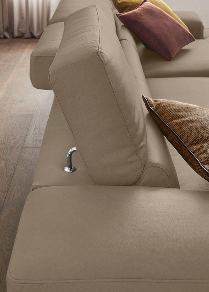 W.SCHILLIG Ecksofa »piedroo, Designsofa mit tollem Sitzkomfort, bequem und elegant, L-Form«, Kopfteilverstellung, wahlweise mit Sitztiefenverstellung, Breite 343cm