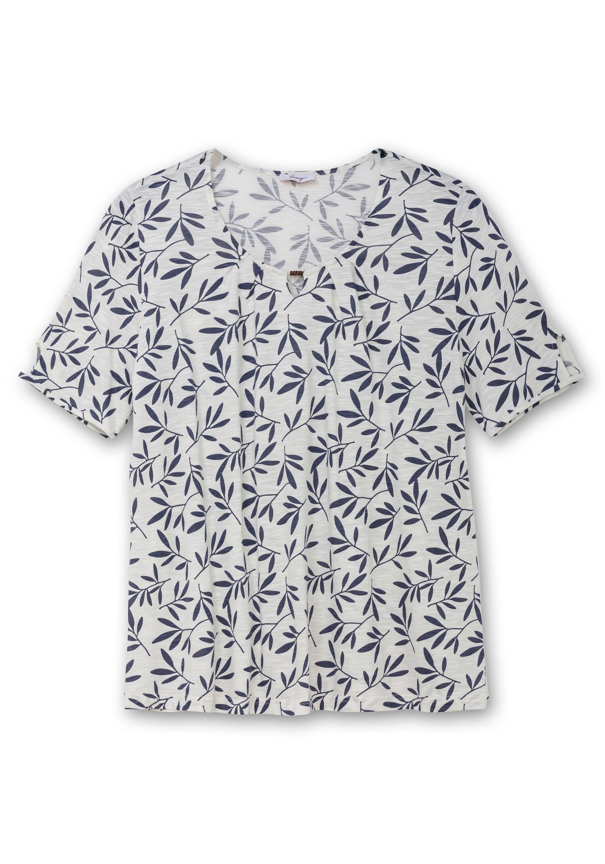 Sheego T-Shirt »Shirt mit Blätterprint und Perlen-Detail«