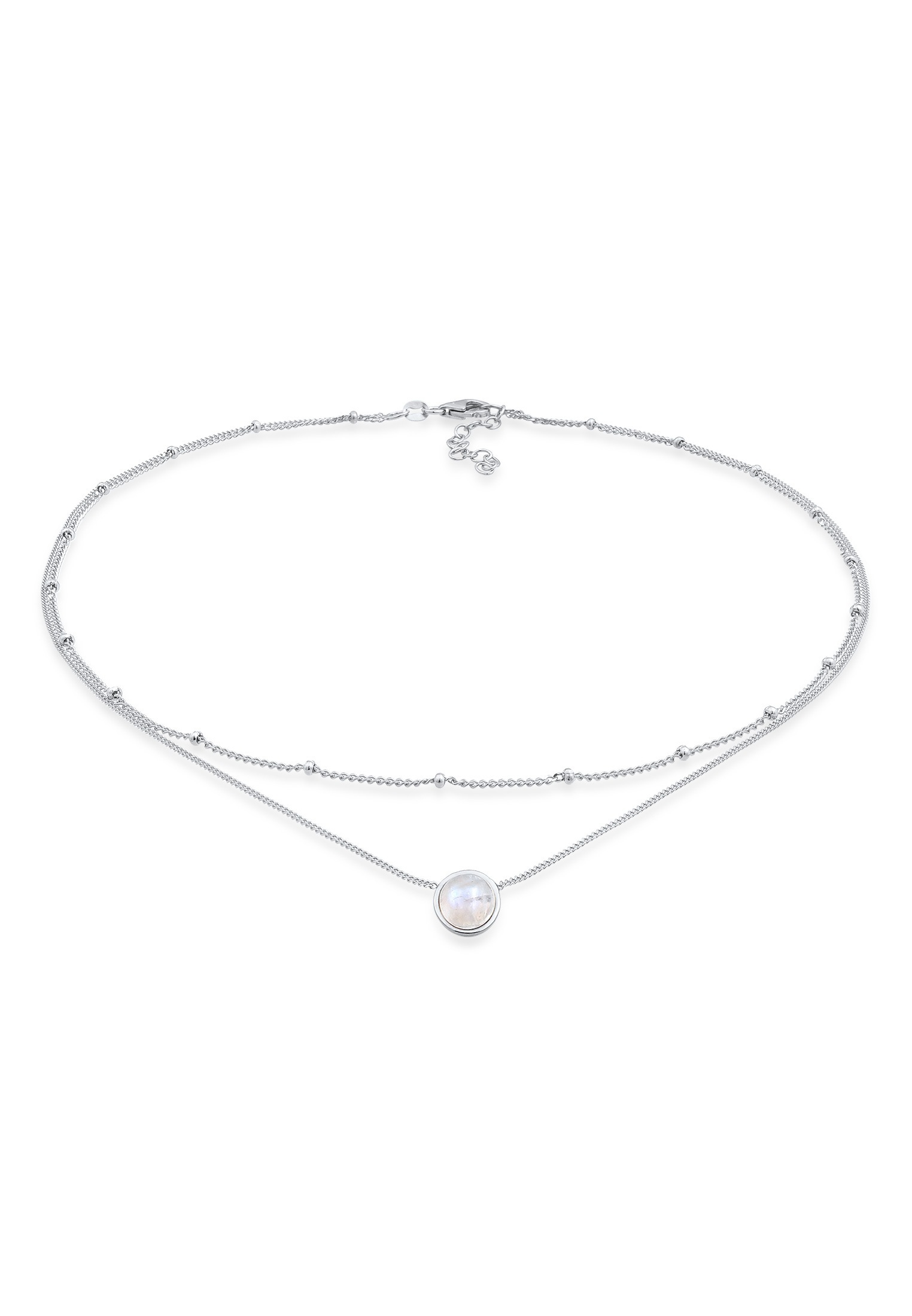 Elli Silberkette »Halskette Choker Layer Mondstein Kugelkette 925 Silber«