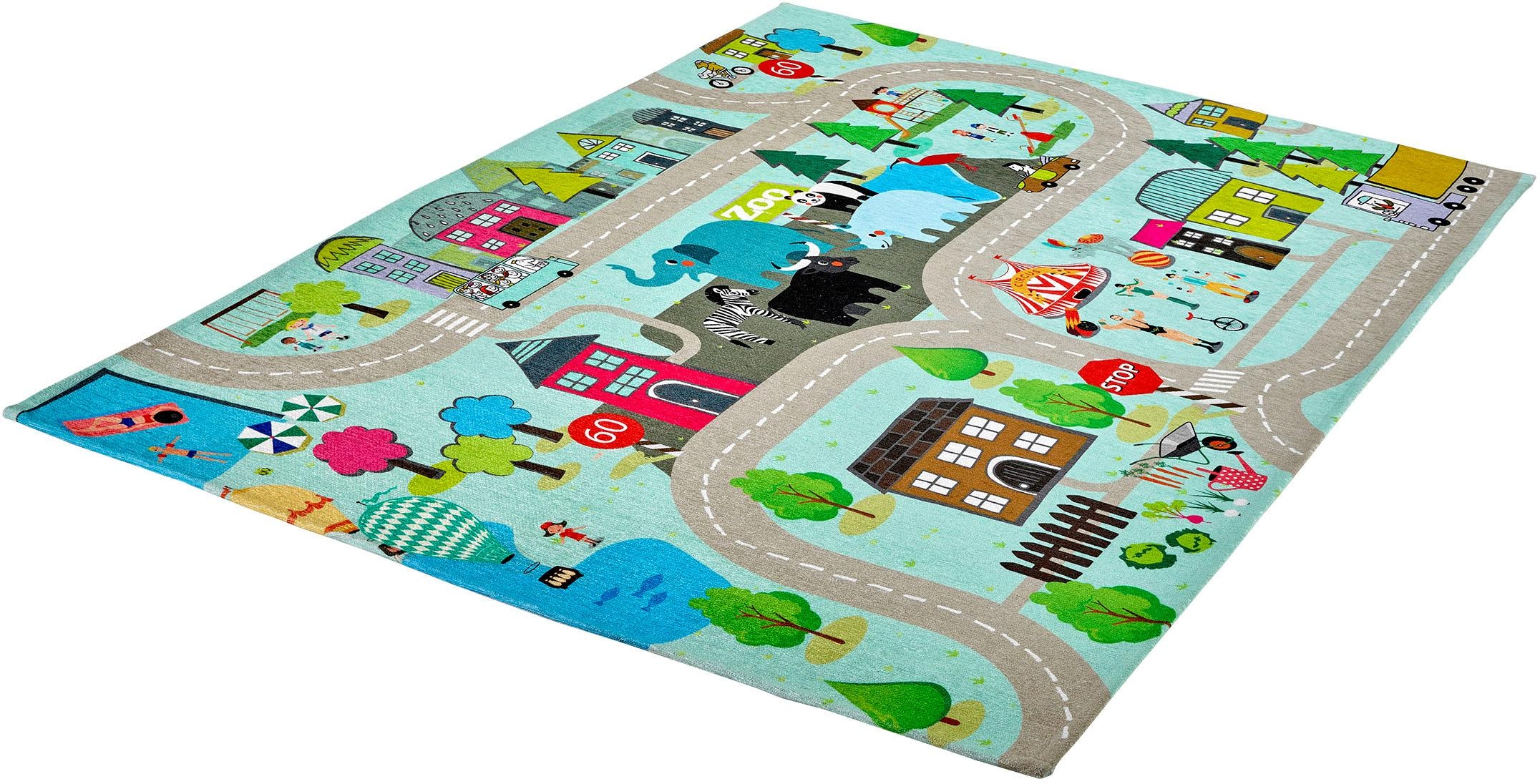 Obsession Kinderteppich "My Torino Kids 231" rechteckig 10 mm Höhe Flachgewebe, Straßen-Spiel-Teppich, Kinderzimmer