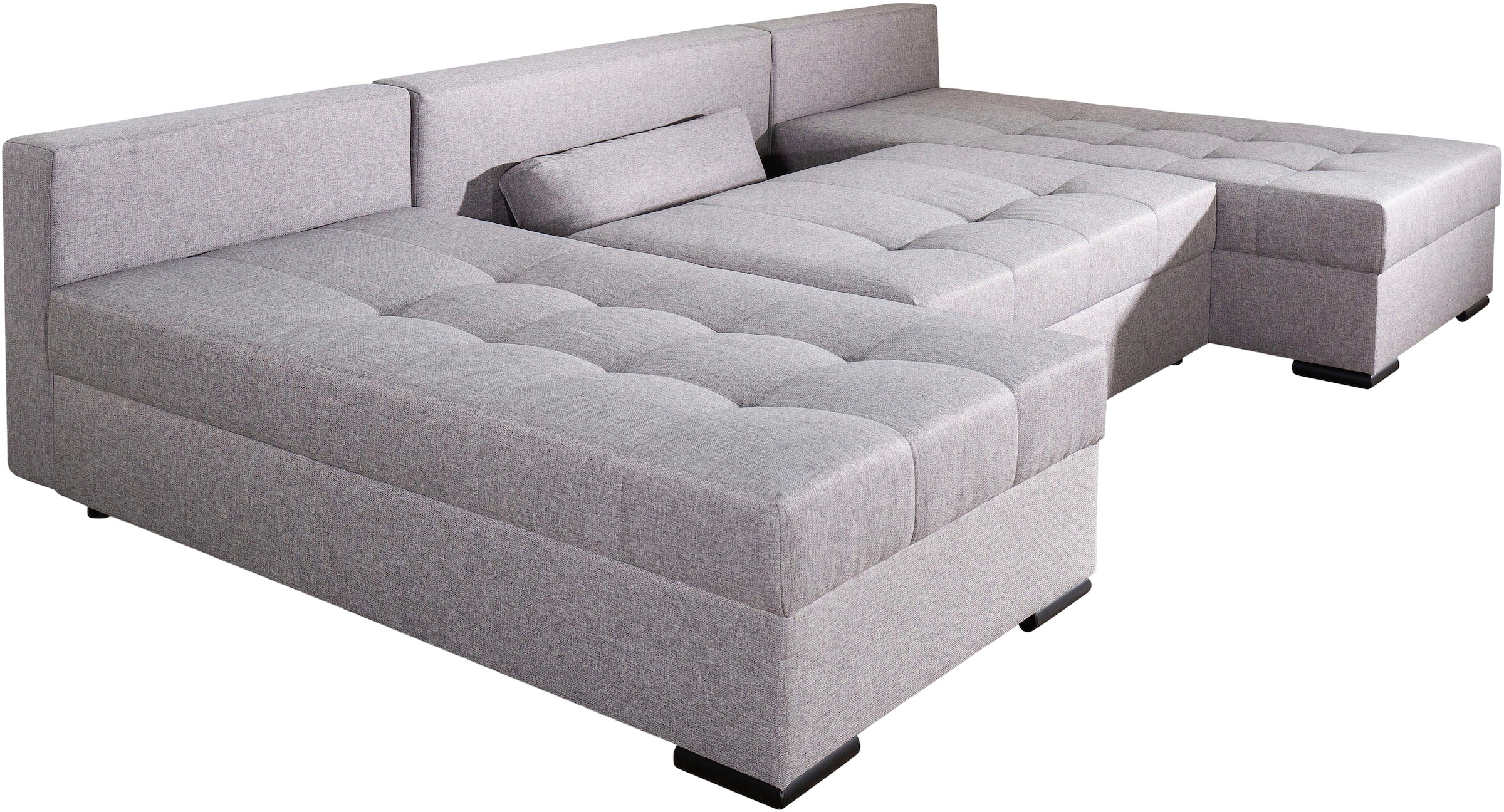 COLLECTION AB Wohnlandschaft »Josy U-Form, Breite 269 cm, Flachgewebe, Struktur, Cord & Cord/Mix«, (Cord-/Mix), inkl. Bettfunktion, Bettkasten, mit 3 gleich großen Rückenkissen