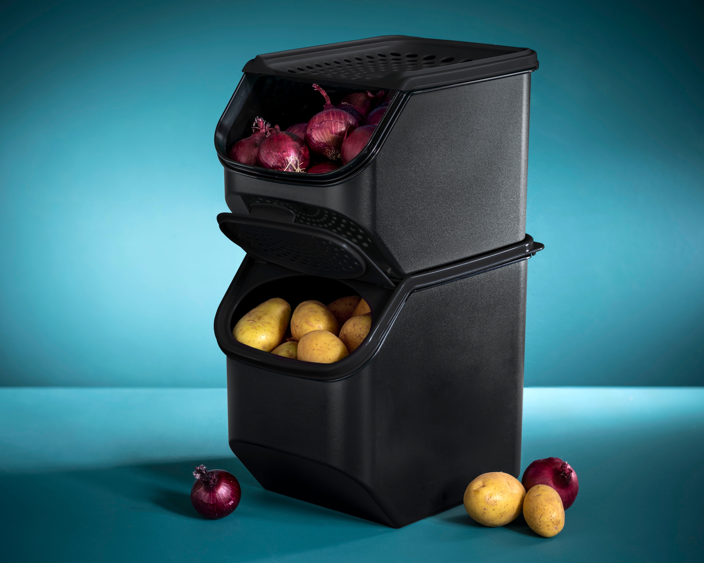 TUPPERWARE Aufbewahrungssystem »Tupperware, PotatoSmart 8,3 l + OnionSmart 5,5 l« Set, 2 Stk. tlg. die perfekte Lösung für die Lagerung Ihrer Lebensmittel
