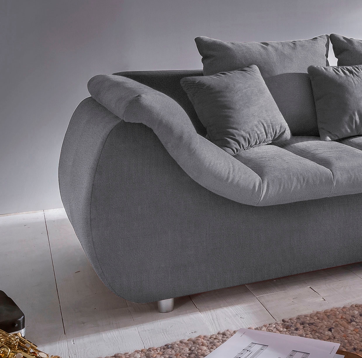 INOSIGN Ecksofa »Imola elegant und bequem, aktuelle Steppung im Sitz, L-Form«, wahlweise mit Bettfunktion