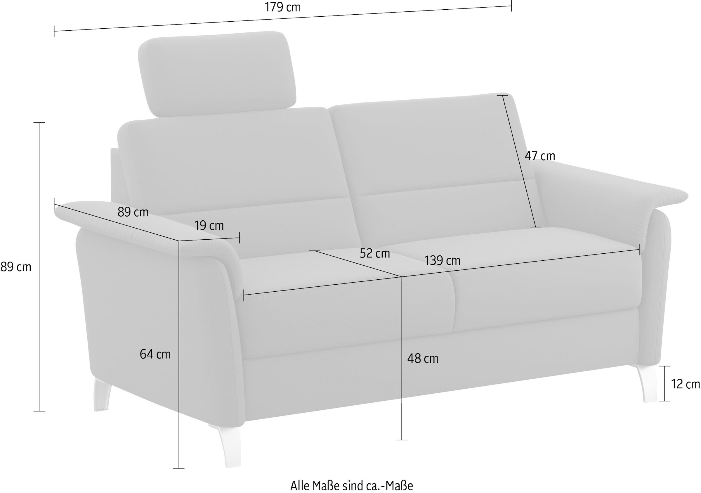 sit&more 2,5-Sitzer »Palmera«, Federkern-Polsterung, Steckvorrichtung für 2 Kopfstützen (optional)