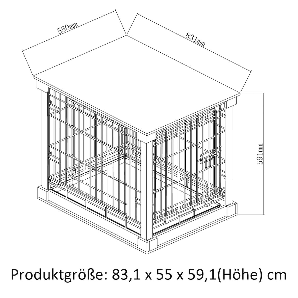 dobar Hundekäfig »Gitterbox Gr. M«, BxLxH: 55x83x59 cm, weiß
