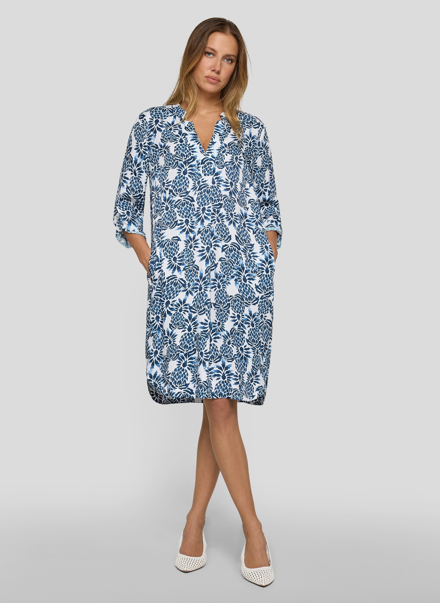 Rabe Druckkleid Eingrifftaschen mit floralem Allover-Print