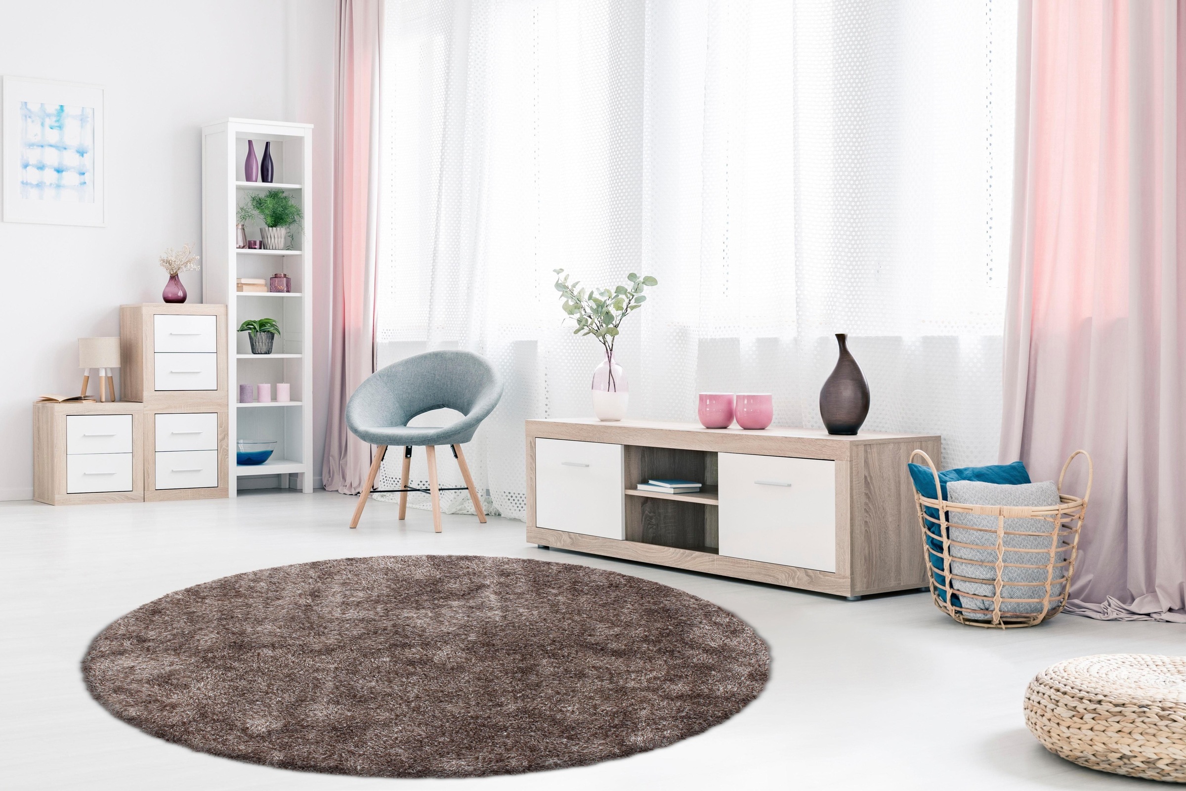 calo-deluxe Hochflor-Teppich »Masada 900«, rund, 40 mm Höhe, Wohnzimmer