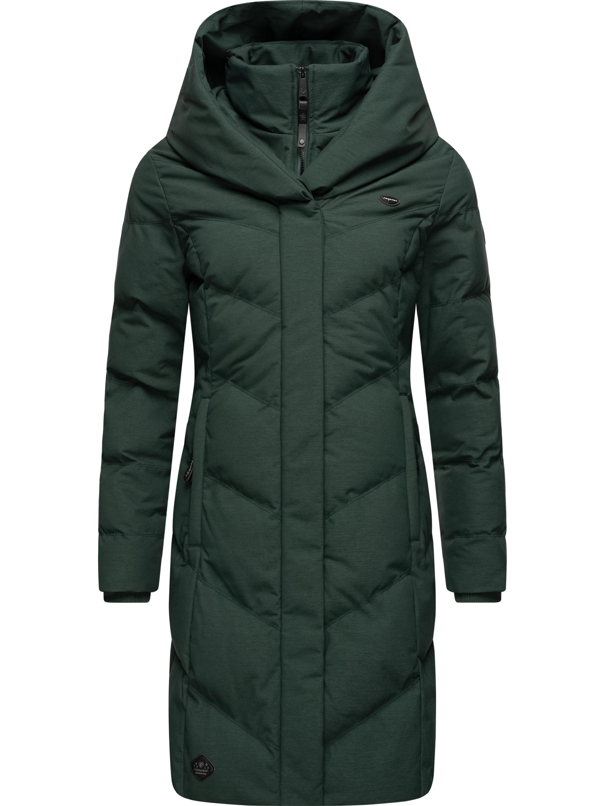 Ragwear, Damen, Steppmantel »Wintermantel Natalka Melange«, Dark Green, 6XL, Dark Green, Wintermantel mit großer Kapuze und breitem Kragen
