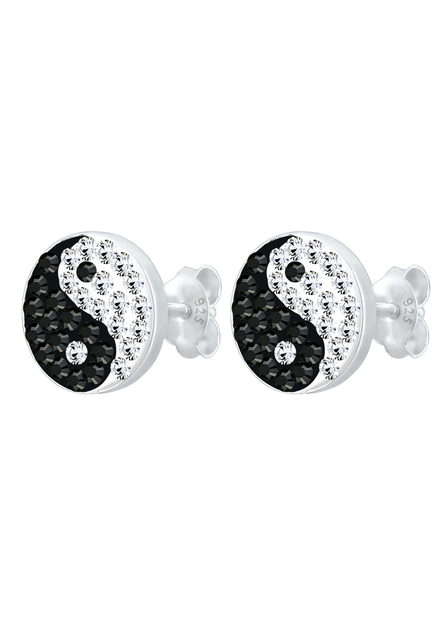 Elli Paar Ohrstecker »Ohrringe Yin und Yang Symbol Kristalle Silber«