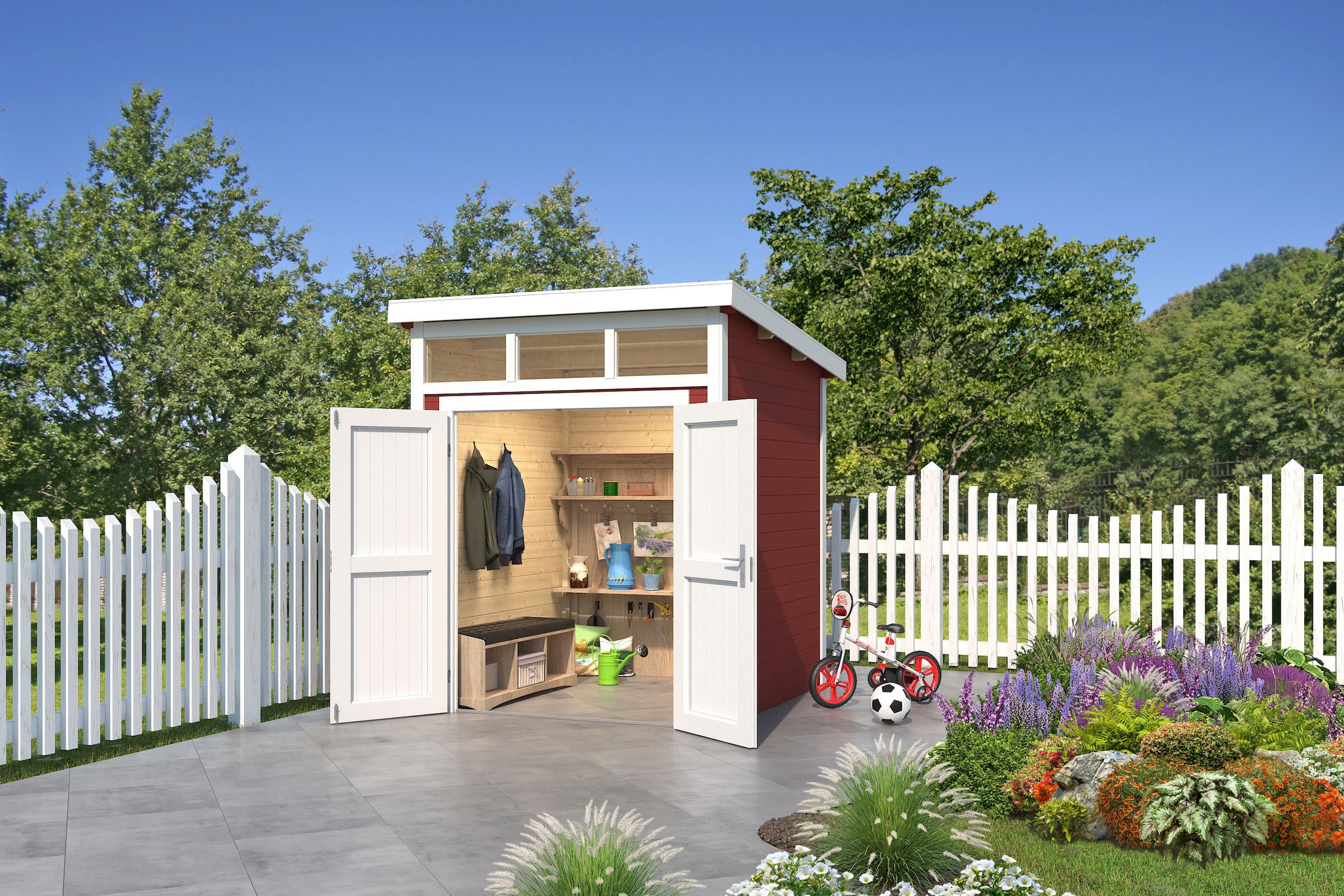 LASITA MAJA Gartenhaus »Kibo 1«, Blochbohlenhaus 28mm, Fundamentmass 2000x2000, Schwedenrot