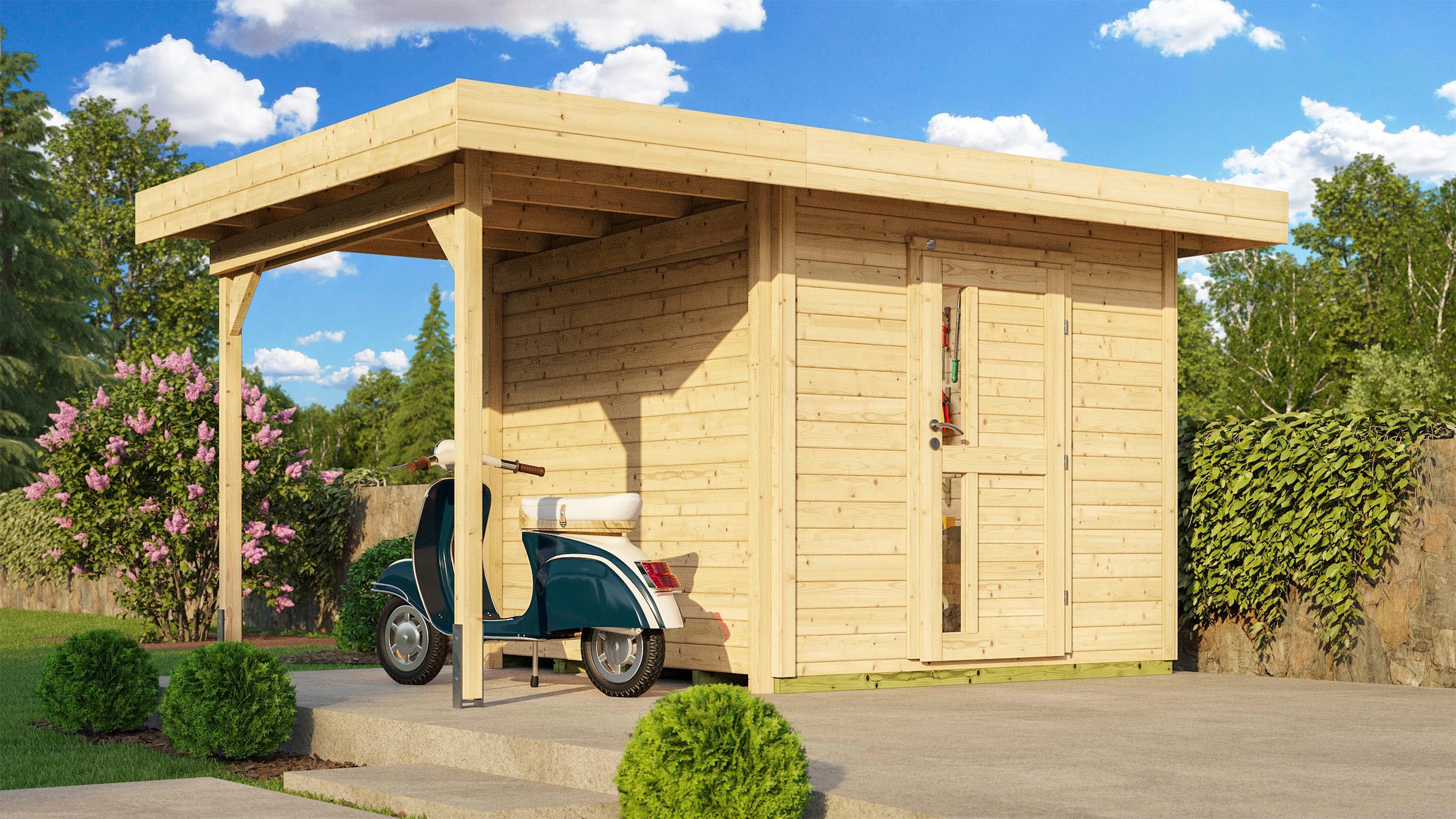 weka Gartenhaus »Designhaus 172 A«, (Set), mit Anbaudach