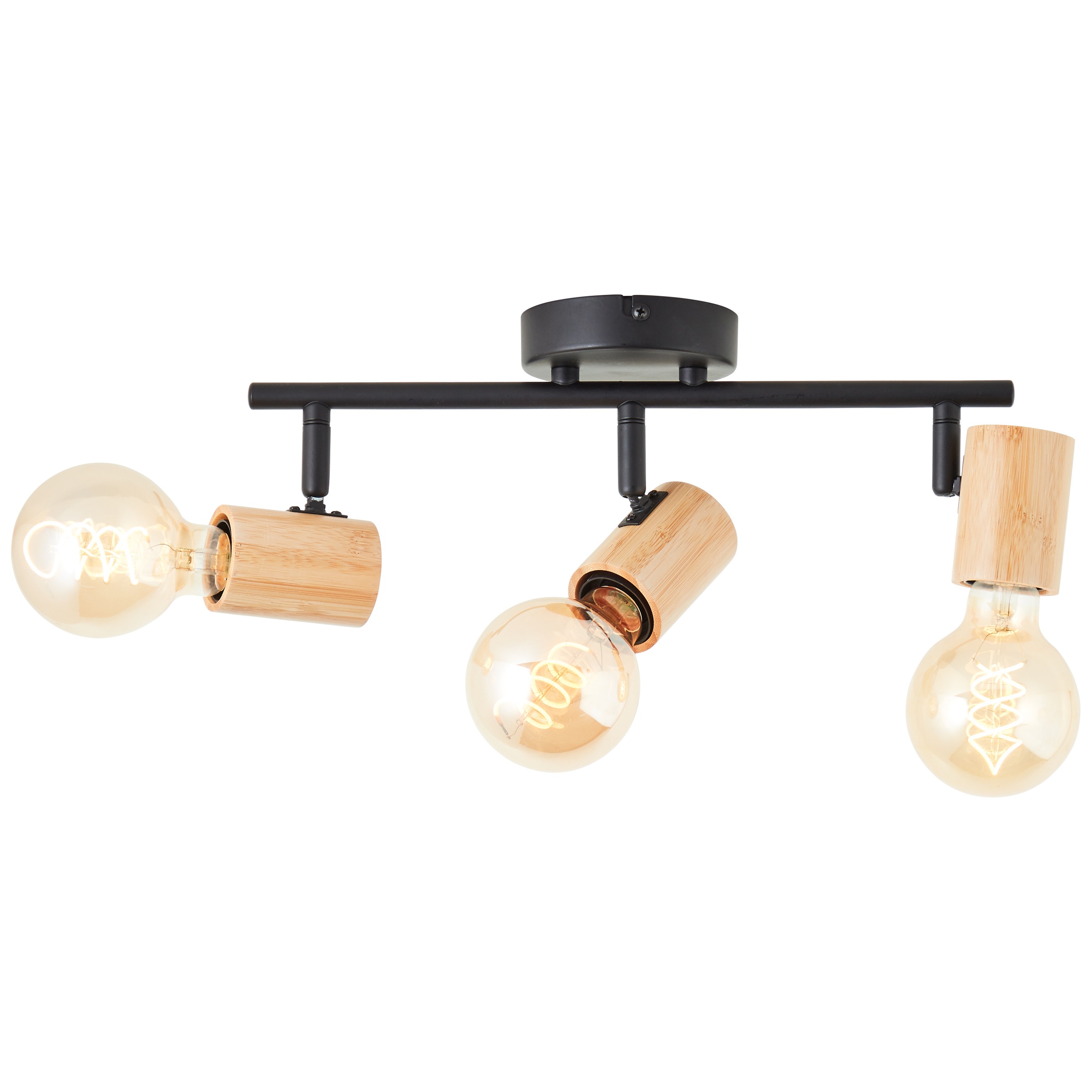 Brilliant Deckenstrahler »Kerry«, 3 flammig, Leuchtmittel E27 | ohne Leuchtmittel, Breite 36 cm, E27, Metall/Bambus, schwarz/natur