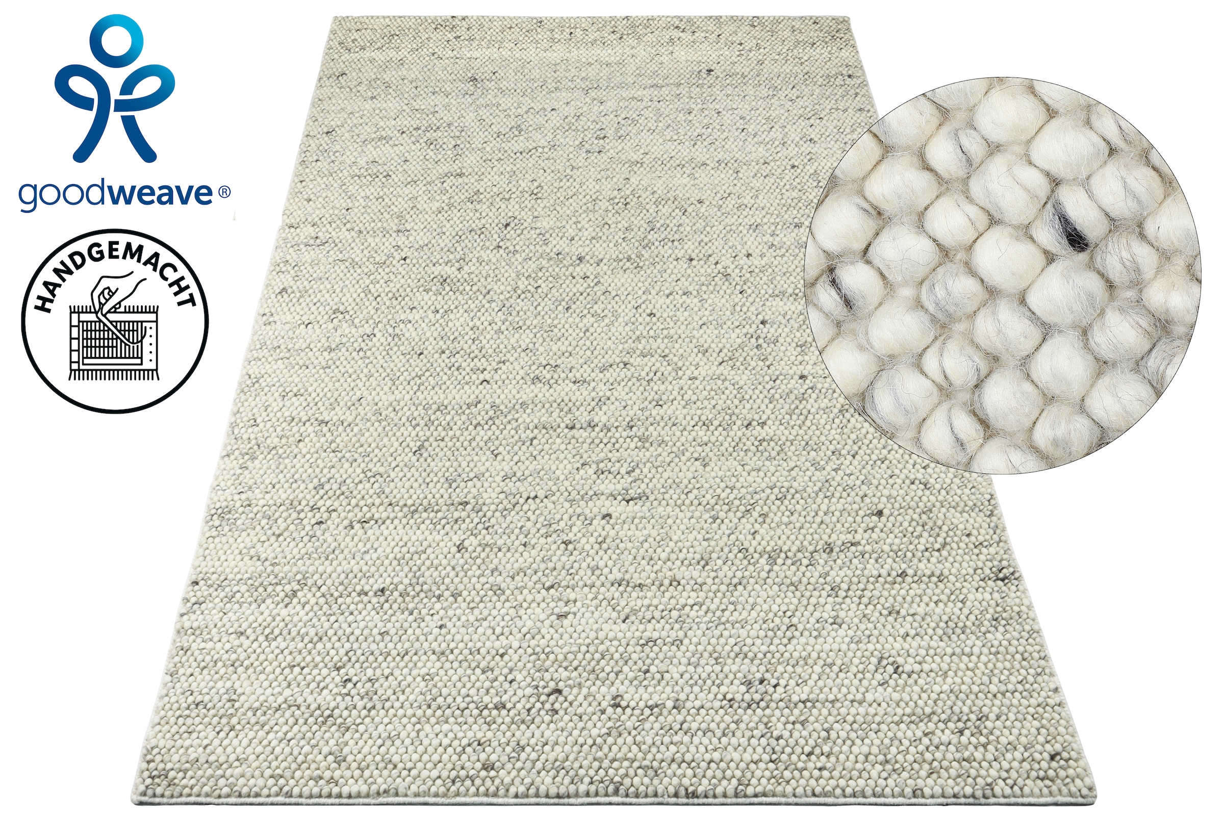 OTTO home Wollteppich »Wolly, Wolle« rechteckig 14 mm Höhe handgewebt, Handweb Teppiche, Wohnzimmer, Schlafzimmer, Esszimmer