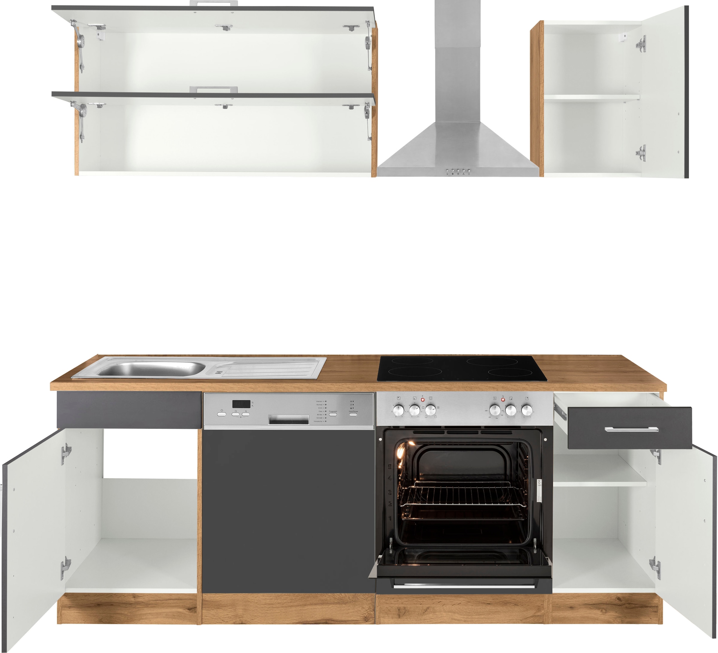 KOCHSTATION Küchenzeile »KS-Colmar«, ohne E-Geräte, Breite 210 cm