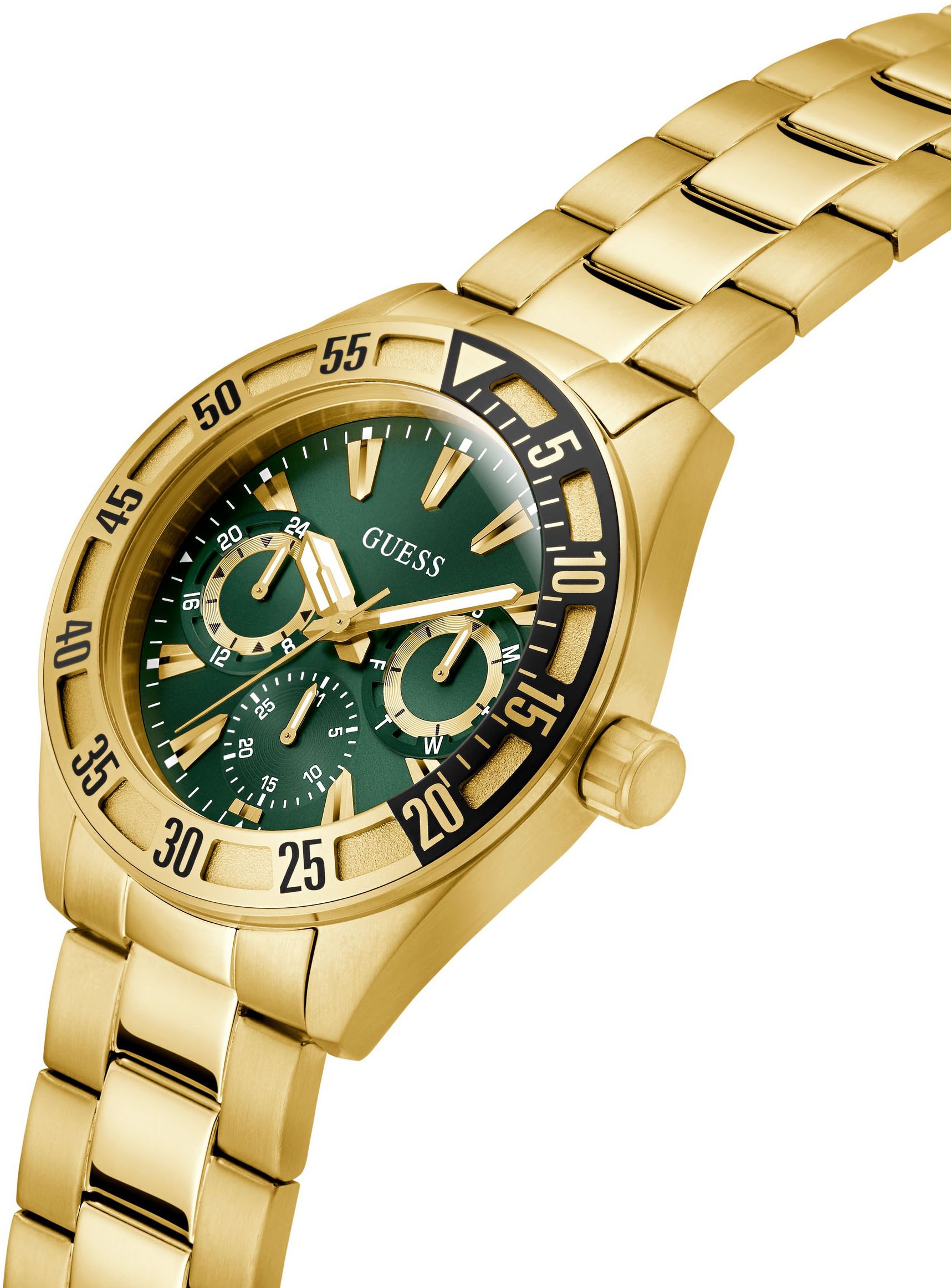 Guess Multifunktionsuhr »LETTERMAN« Quarzuhr, Armbanduhr, Herrenuhr, Datum, Wochentag, Edelstahlarmband