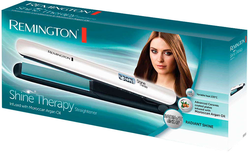 Remington Glätteisen »S8500 Shine Therapy«, Keramik-Beschichtung, Shine-Therapy Technologie, breite Stylingplatten, LCD Display