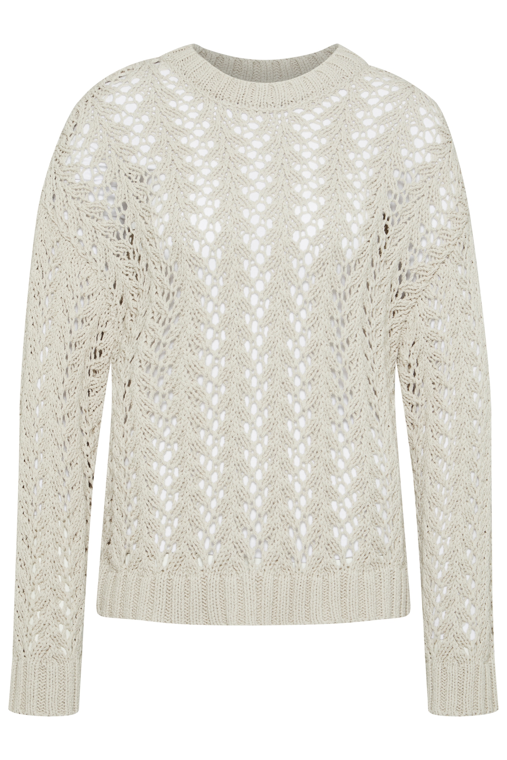 bugatti Rundhalspullover mit Lochstrick