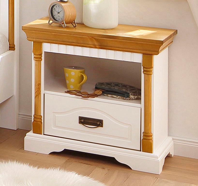 OTTO home Nachtkonsole "Graz" aus massiver Kiefer, mit aufwendigen Details, Breite: 55 cm
