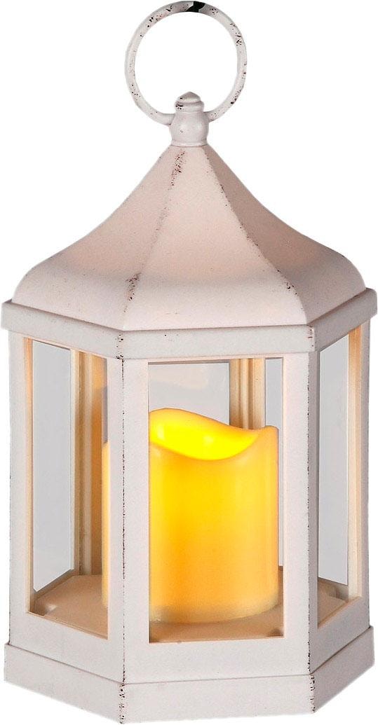 auf antikweiß Raten affaire LED-Kerze, 6-eckig, bestellen Home Kerzenlaterne, inkl.