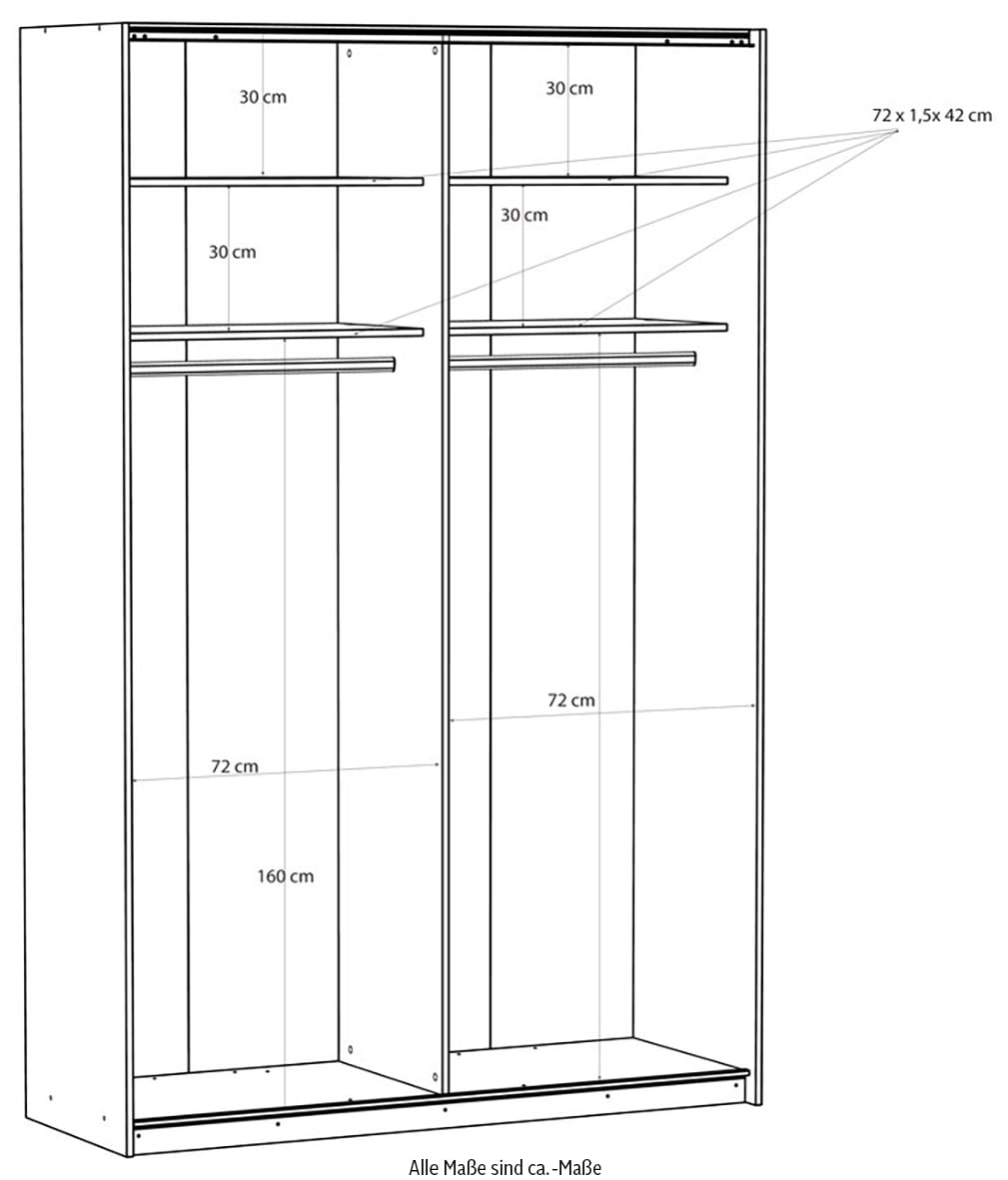 FORTE Schwebetürenschrank »Fittio. Made in Europe, 2 Schiebetüren, modernes Design« Höhe 2,35 mtr, stehende Montage, Spiegel