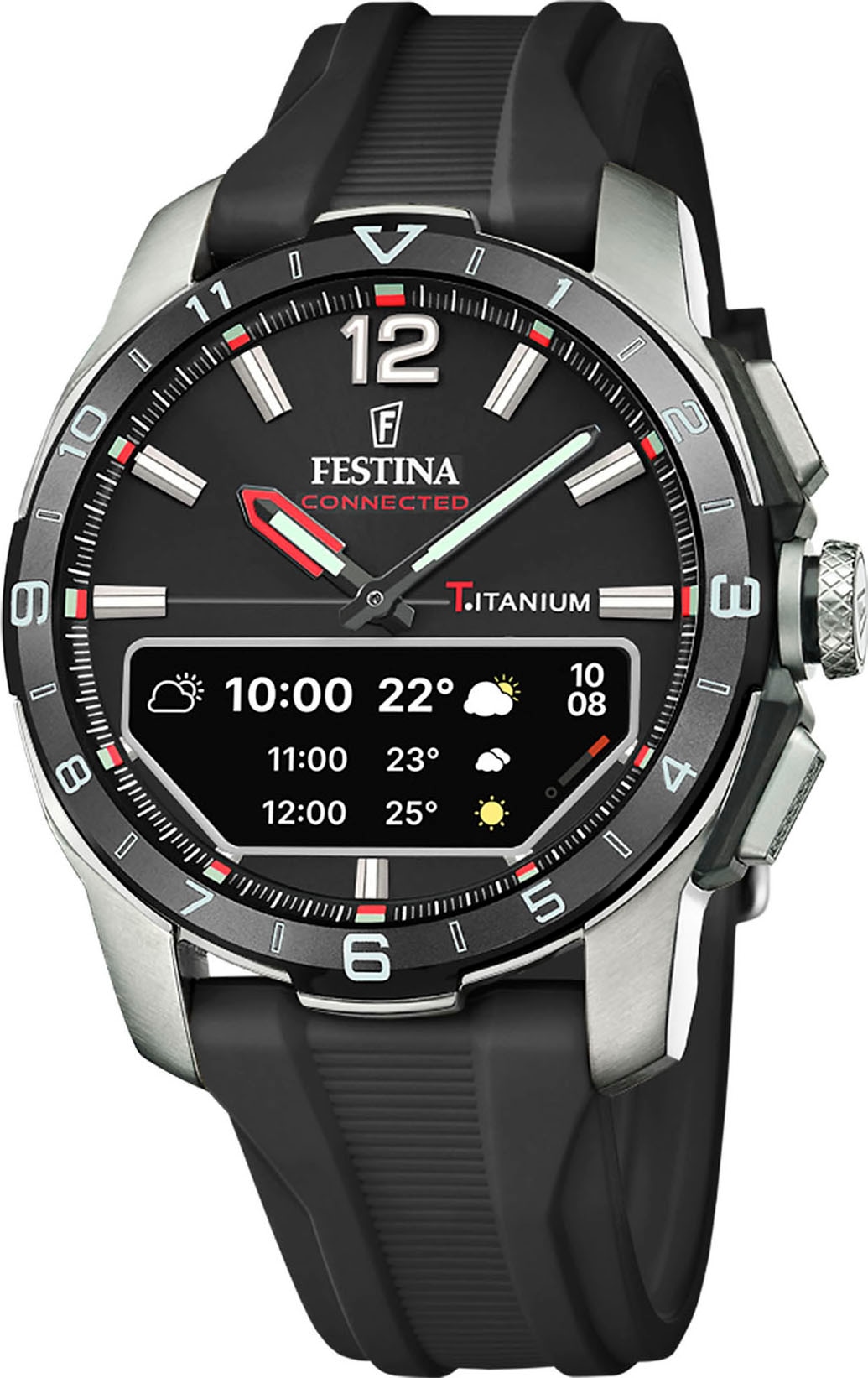 Festina Smartwatch »Connected D«, Quarzuhr, Armbanduhr, Herrenuhr, Schrittzähler, Weltzeit, Stoppfunkt.)