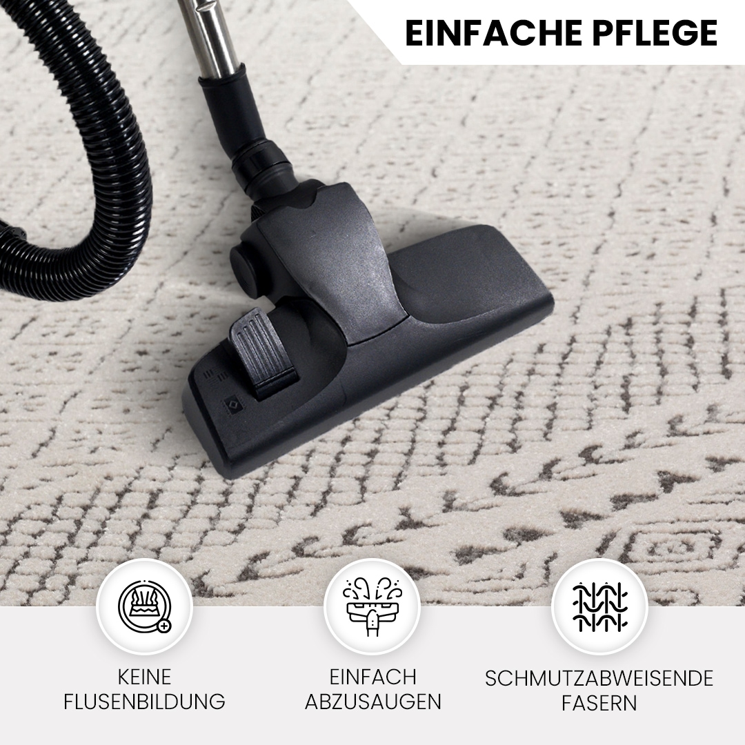 Livabliss Teppich »MONACO«, rechteckig, 14 mm Höhe, Skandinavischer Teppich, Kurzflor Boho-Wohnzimmerteppich
