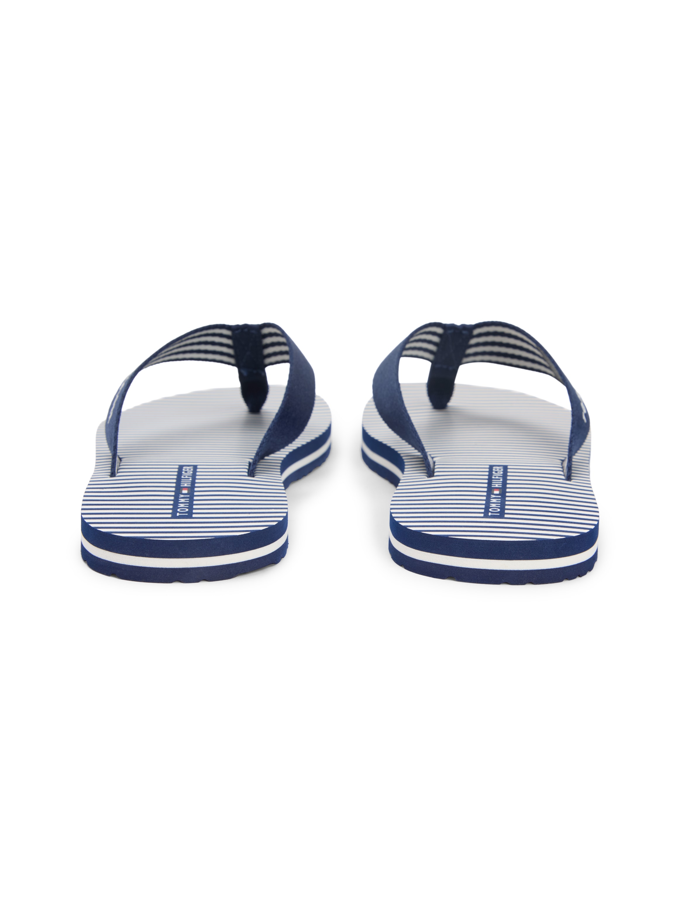 Tommy Hilfiger Zehentrenner »TH ITHACA STRIPE SUMMER SANDAL«  Sommerschuh, Pool Slide, Dianette, Flat mit Logo-Schriftzug