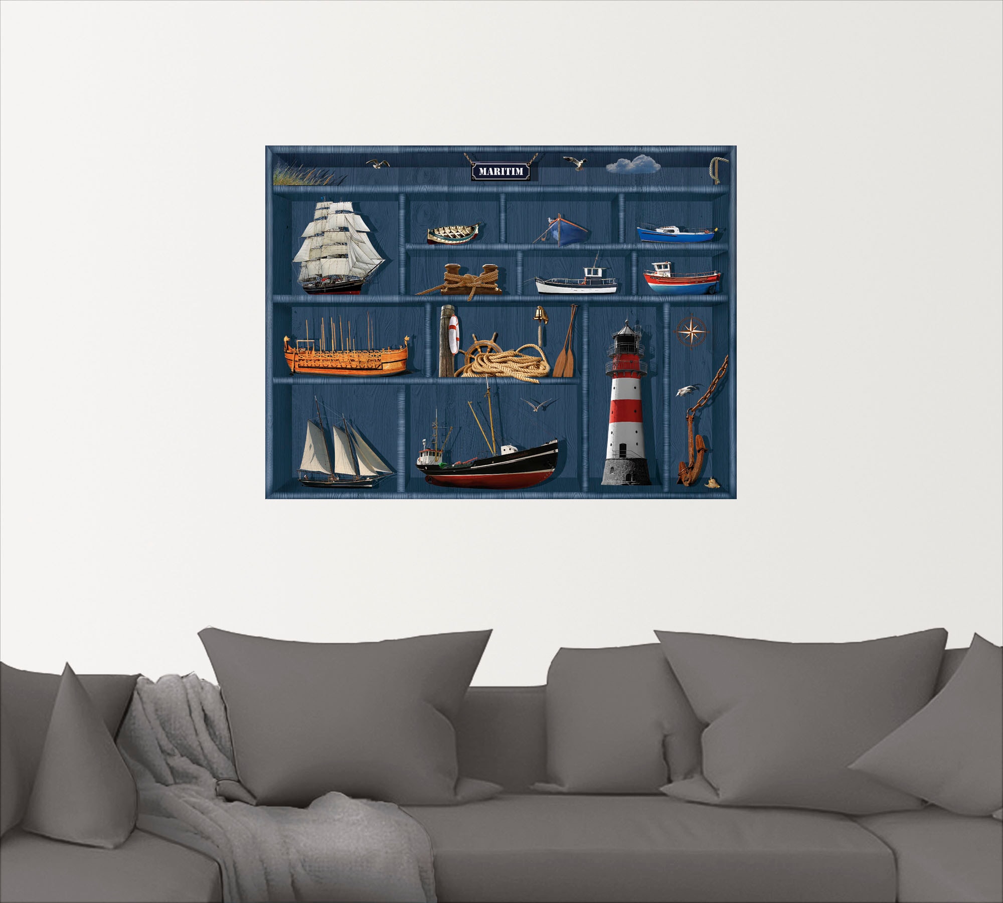 Artland Wandbild »Der maritime Setzkasten«, Arrangements, (1 St.), als Leinwandbild, Poster, Wandaufkleber in verschied. Größen