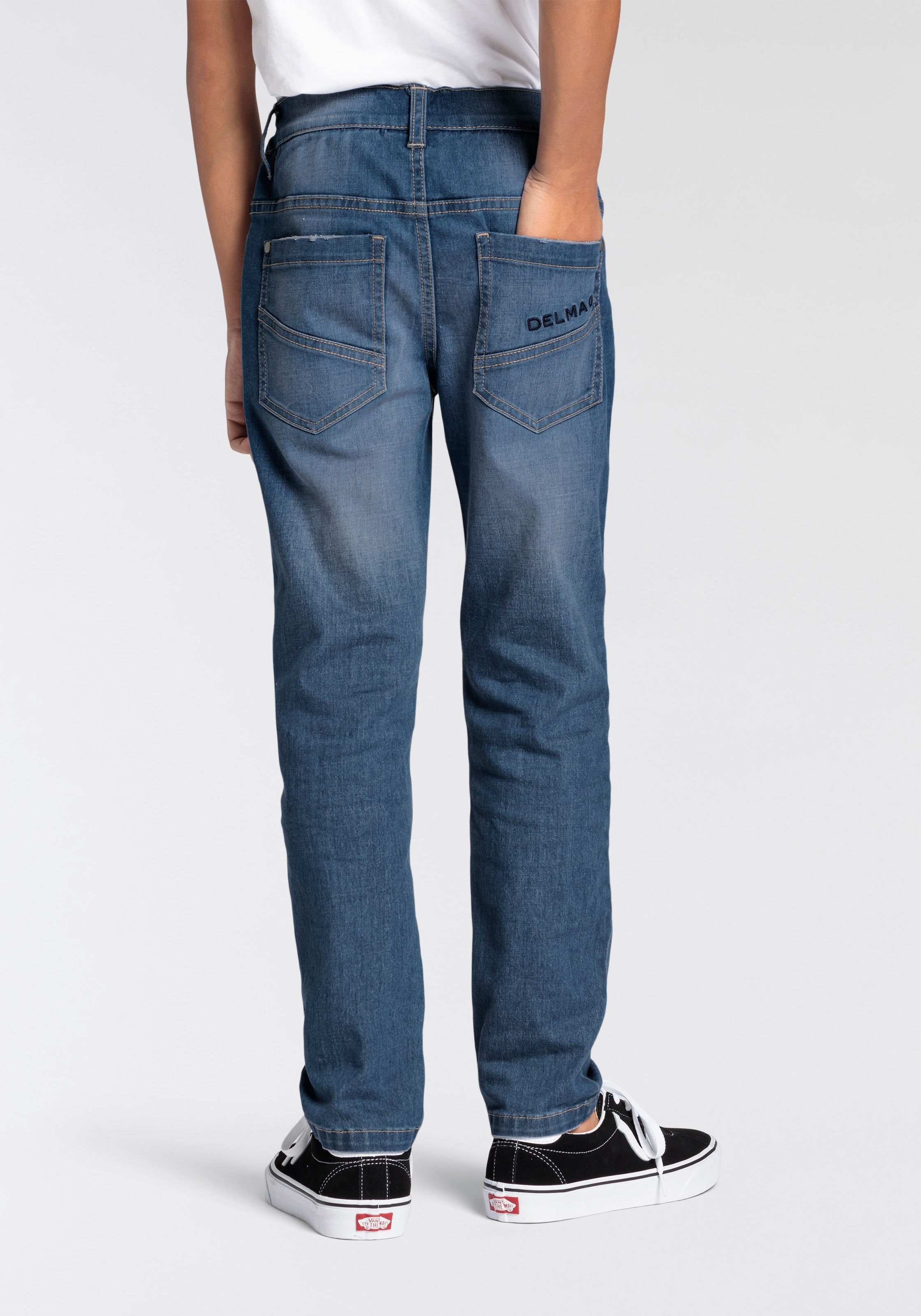 DELMAO Stretch-Jeans »Straight-fit Jeans für Jungen« elastisches Material,  Used-Look-Waschung,  niedrige Leibhöhe