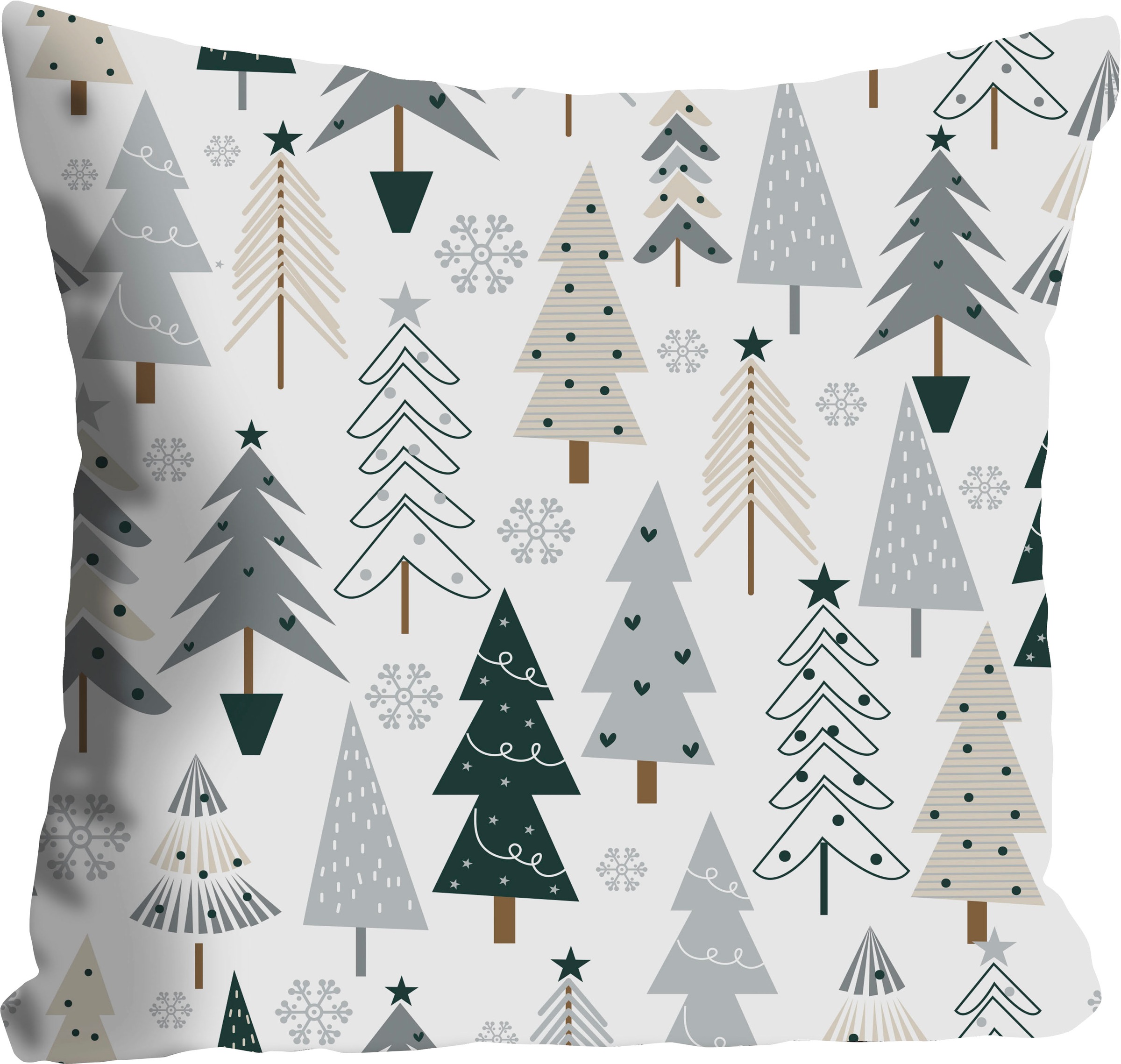 queence Dekokissen »Diddle«, Kissenhülle,Weißer Hintergrund,Tannenbäume,Weihnachten,Festlich
