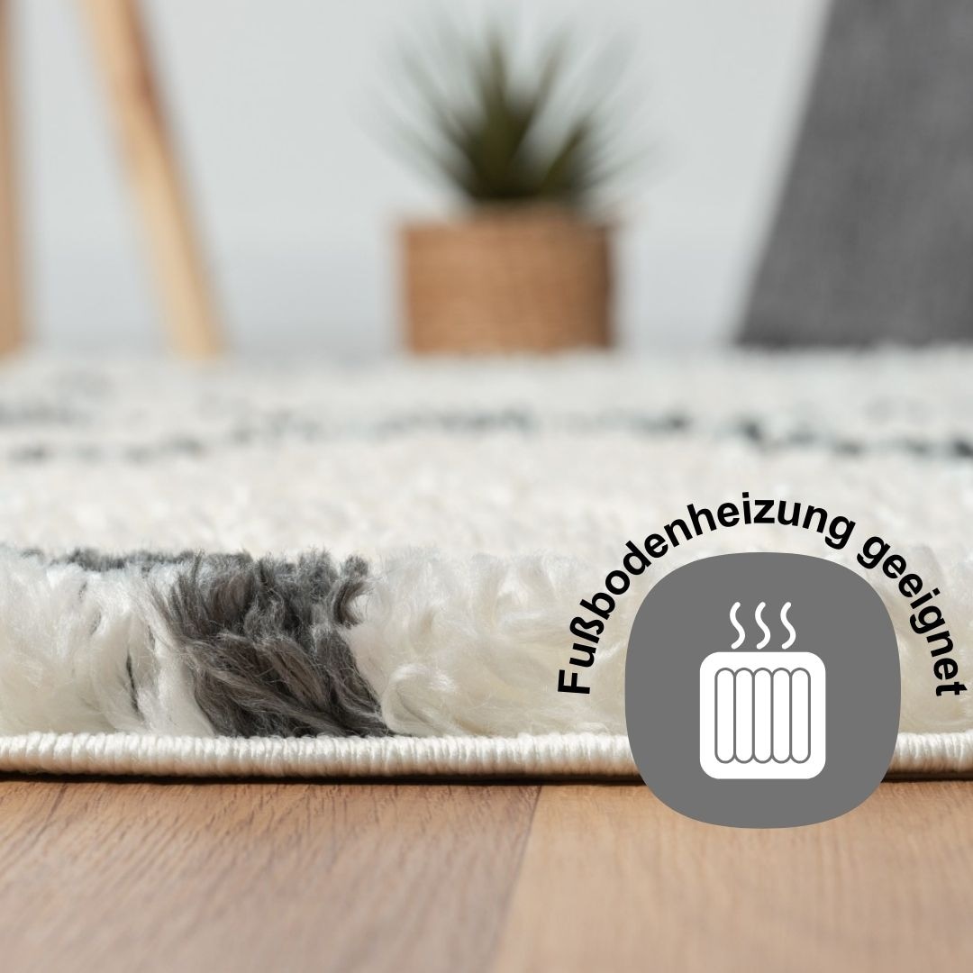 Myflair Möbel & Accessoires Hochflor-Teppich »My Shaggy Raute«, rund, 37 mm Höhe, Shaggy, Scandi Rauten Design, leicht glänzend, extra flauschig