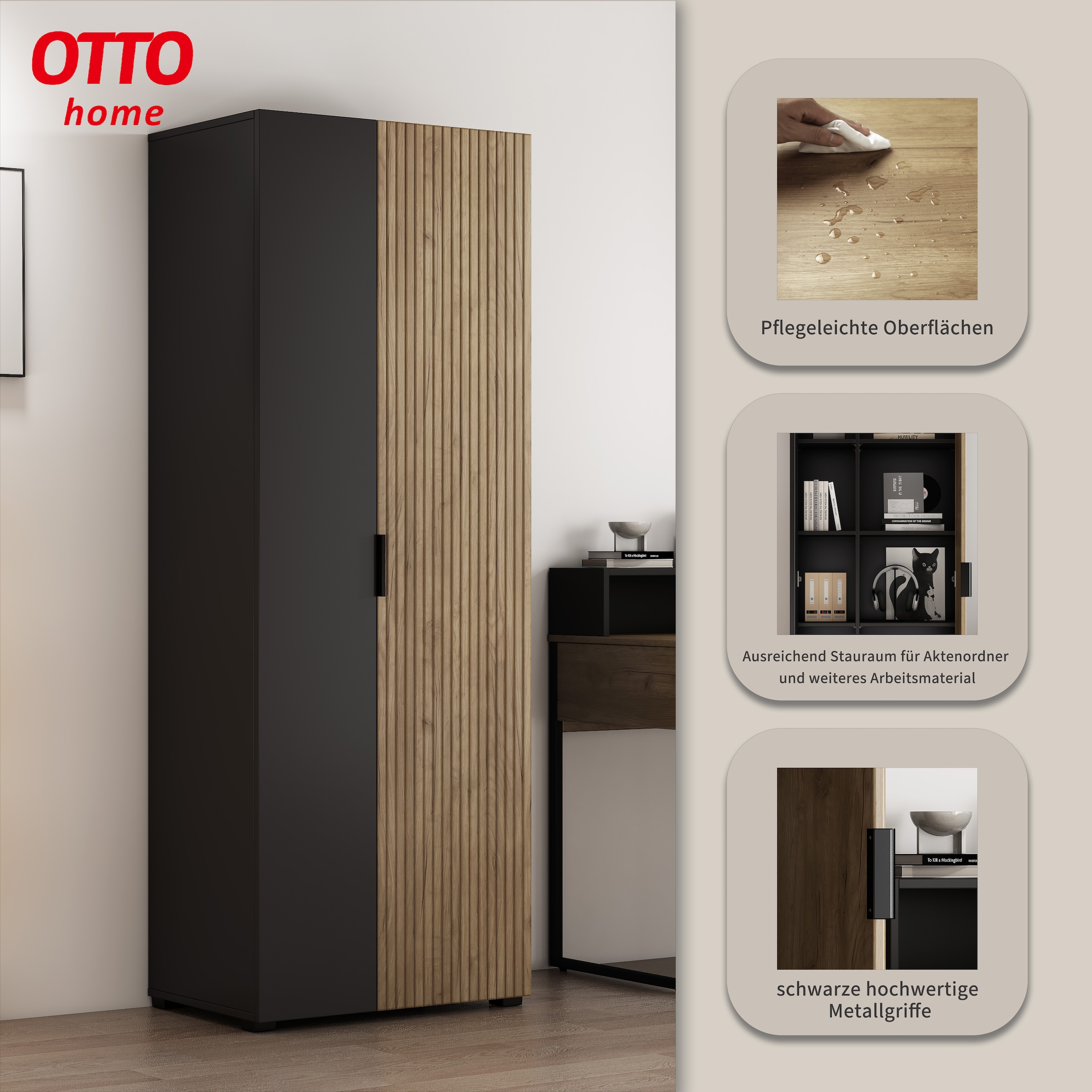 OTTO home Aktenschrank »ASPEA-AS1T5F« Set,  Mehrzweckschrank, modernes Design mit Akustikpaneel-Optik