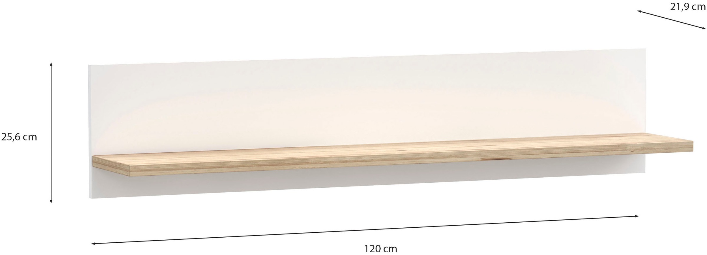 FORTE Wandboard »Vankka Regal Wandmontage«, (B/H/T 120/25,6/21,9 cm), Wandregal, zweifarbiges Dekor, einfache Montage