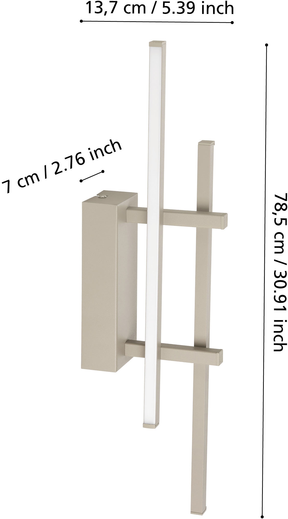 EGLO Wandleuchte »TREPILIANO Wandlampe - Alu, Stahl - LED - 12W - IP20« LED-Modul 1 Stk. Warmweiß Wandstrahler, Wandspot, Wohnzimmer, Flur, L6 x H45,5 x AL15,5 cm