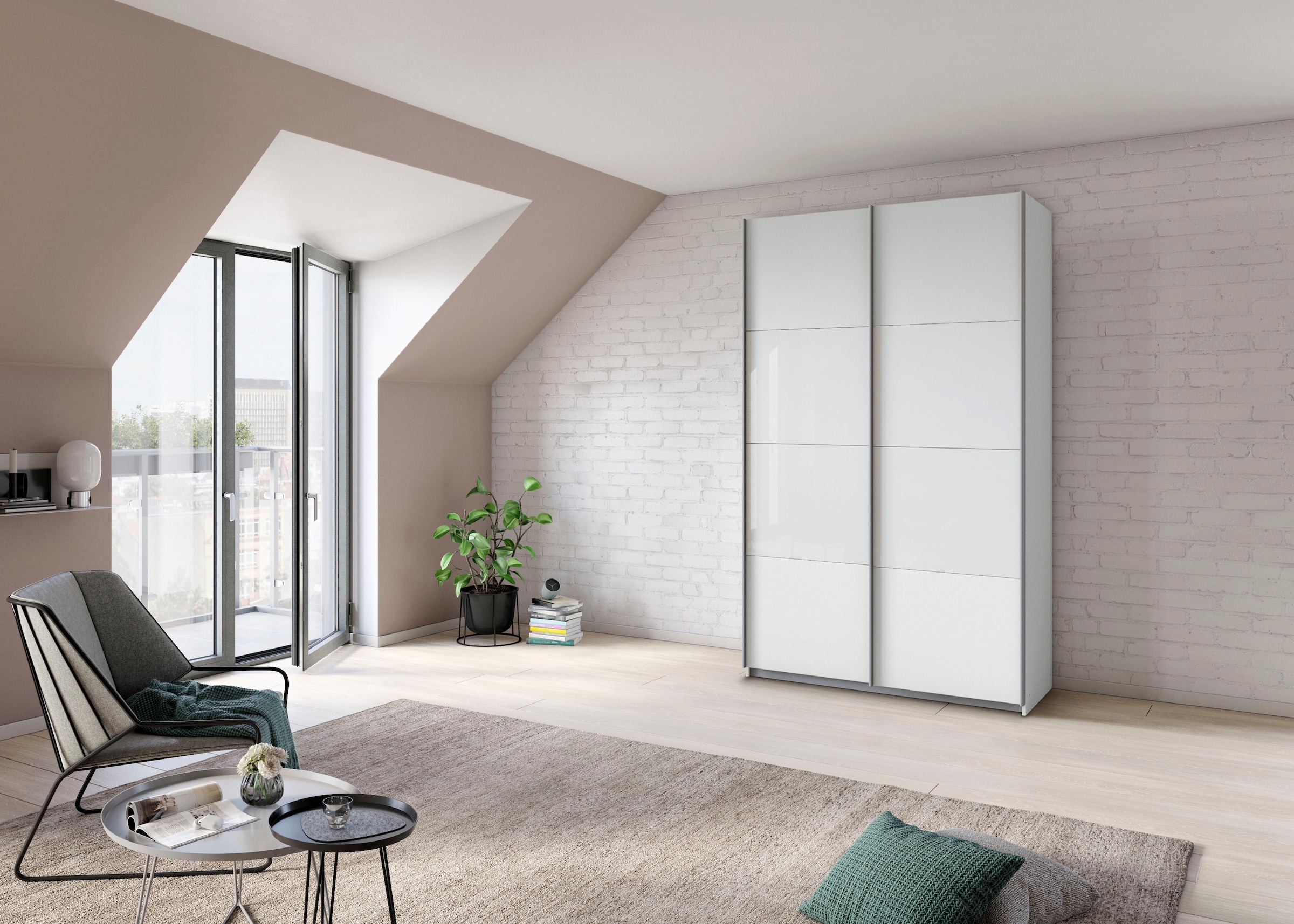 rauch Schwebetürenschrank »Quadra Bestseller Schlafzimmerschrank in vielen Breiten« Kleiderschrank Garderobenschrank Schrank mit Glaselementen