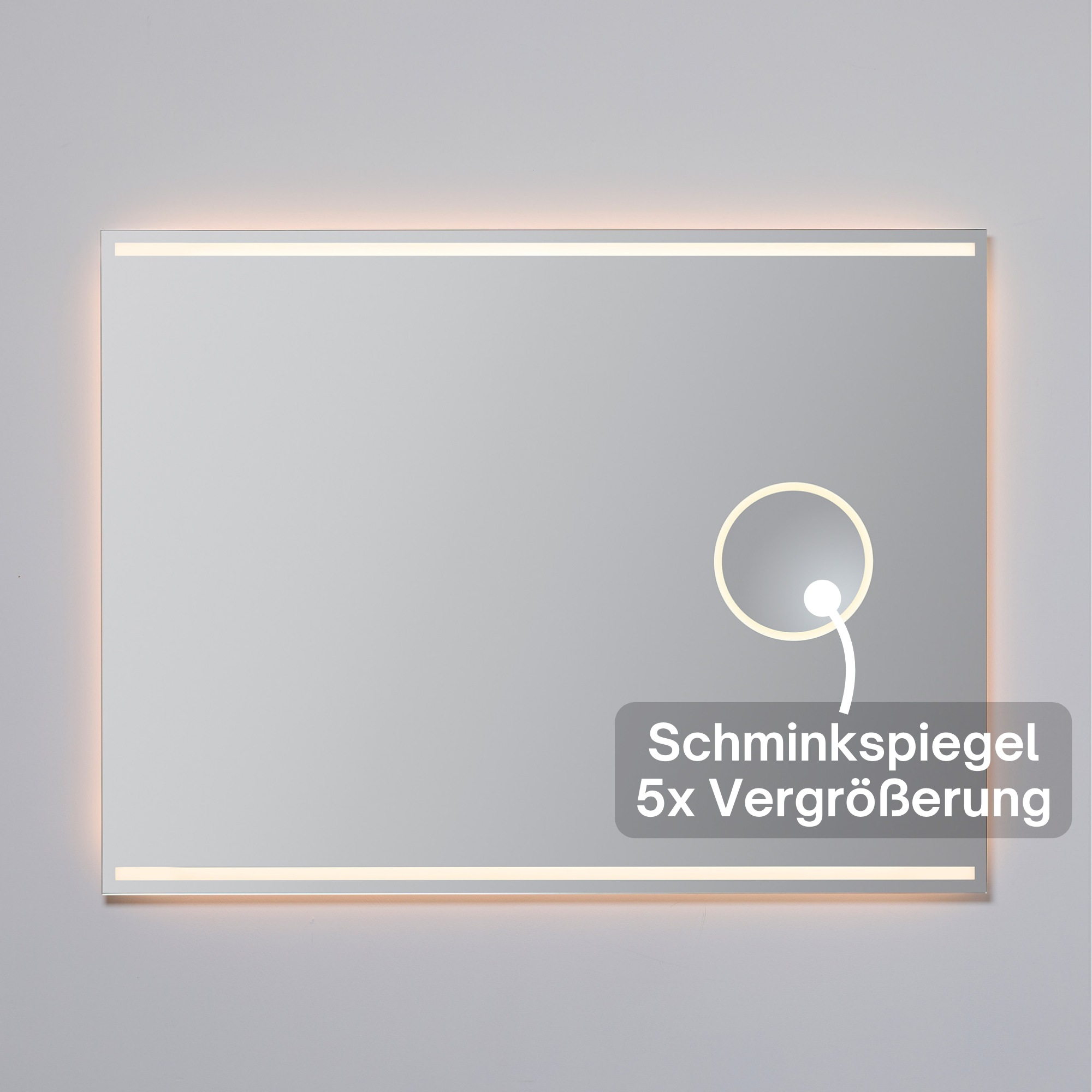 Loevschall Badspiegel »Focus, Spiegel mit Beleuchtung, Integrierter Schminkspiegel«, LED licht, Dänisches Design, Lichtspiegel, x5 Vergrößerung