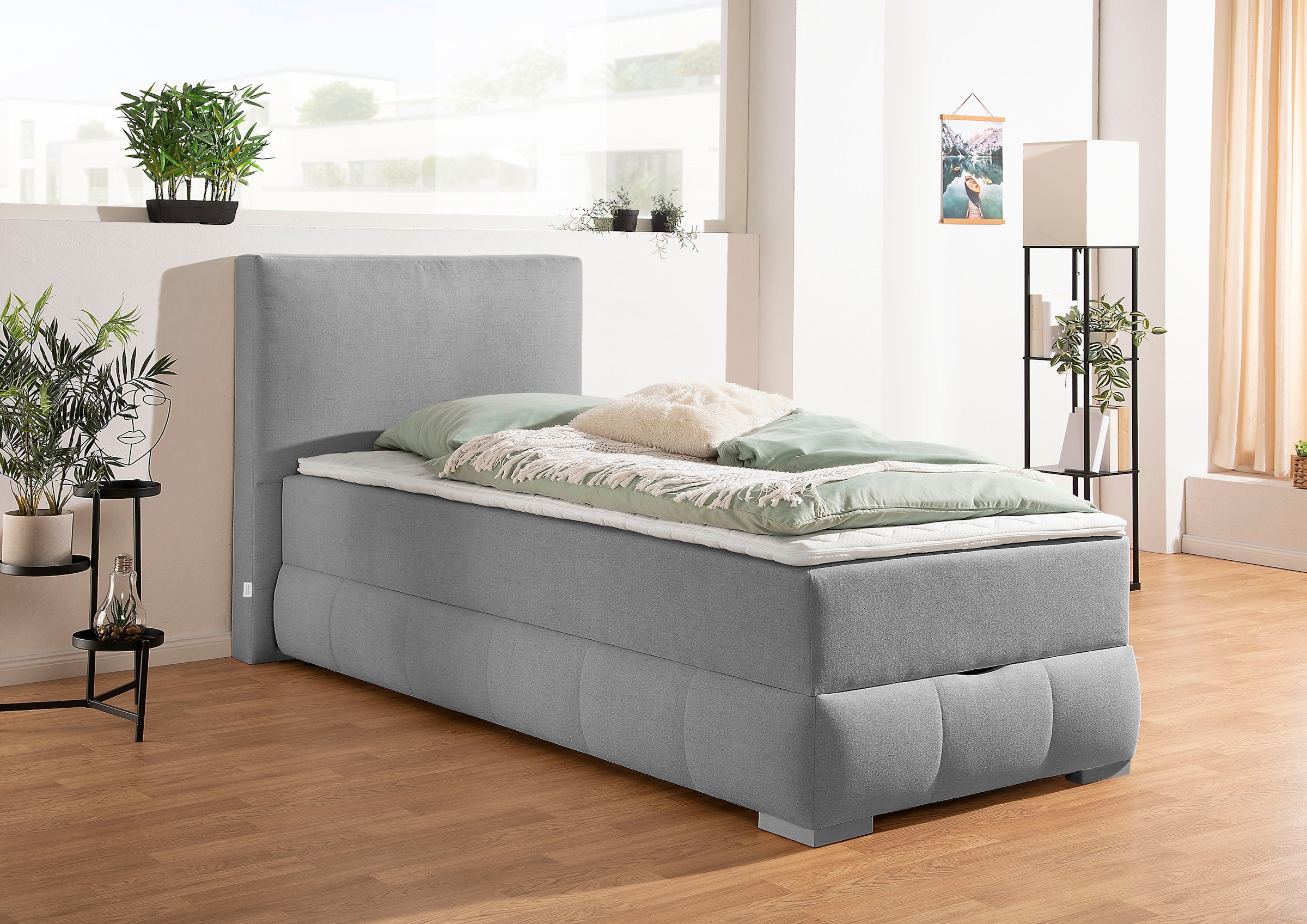 OTTO home Boxbett "Wehma mit Kopfteil inkl. Bettkasten" in H2, H3 & H4 wählbar, inklusive Topper